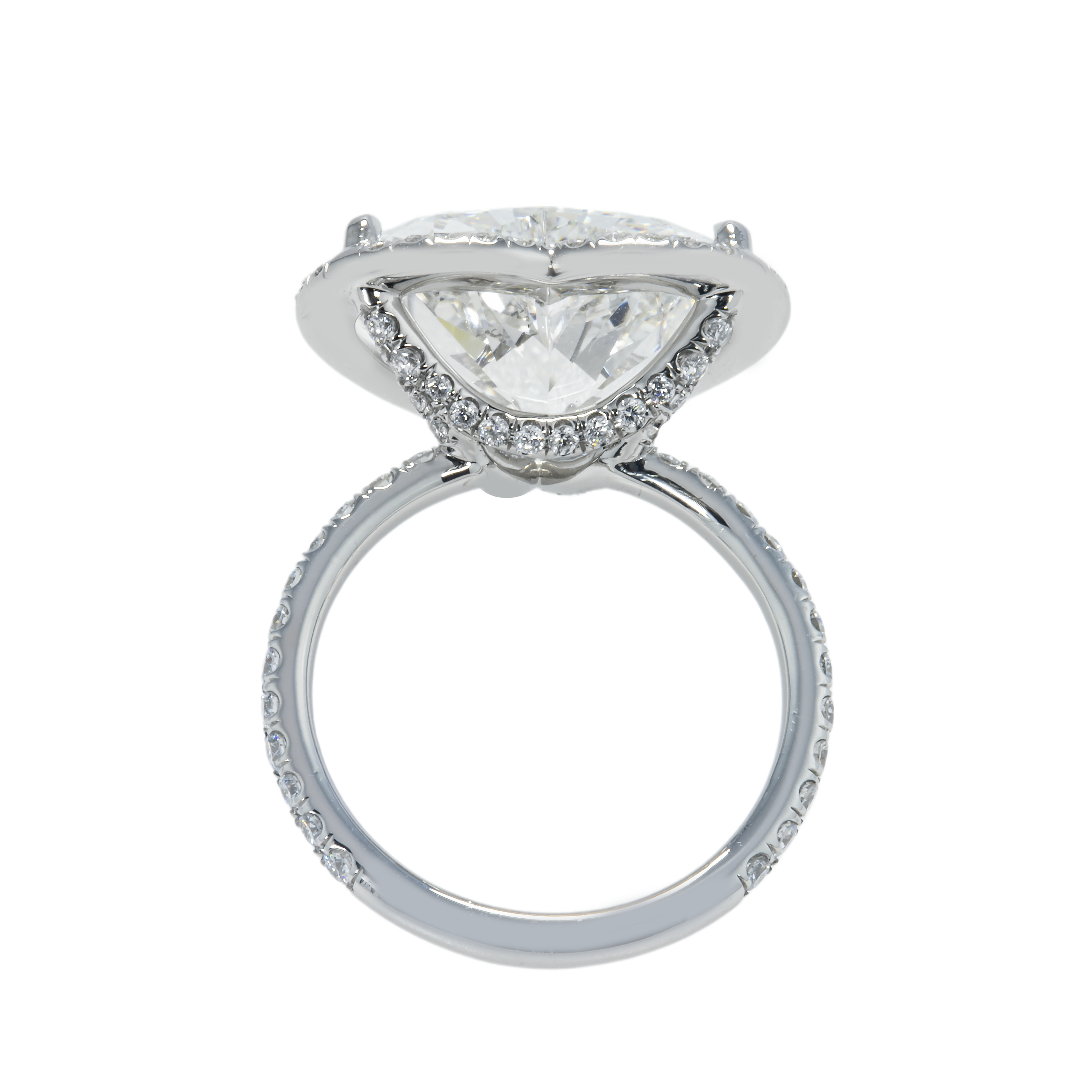 Platinum 10.50Ct Heart Cut Diamond Engagement Ring 11.40Ctw Bridal