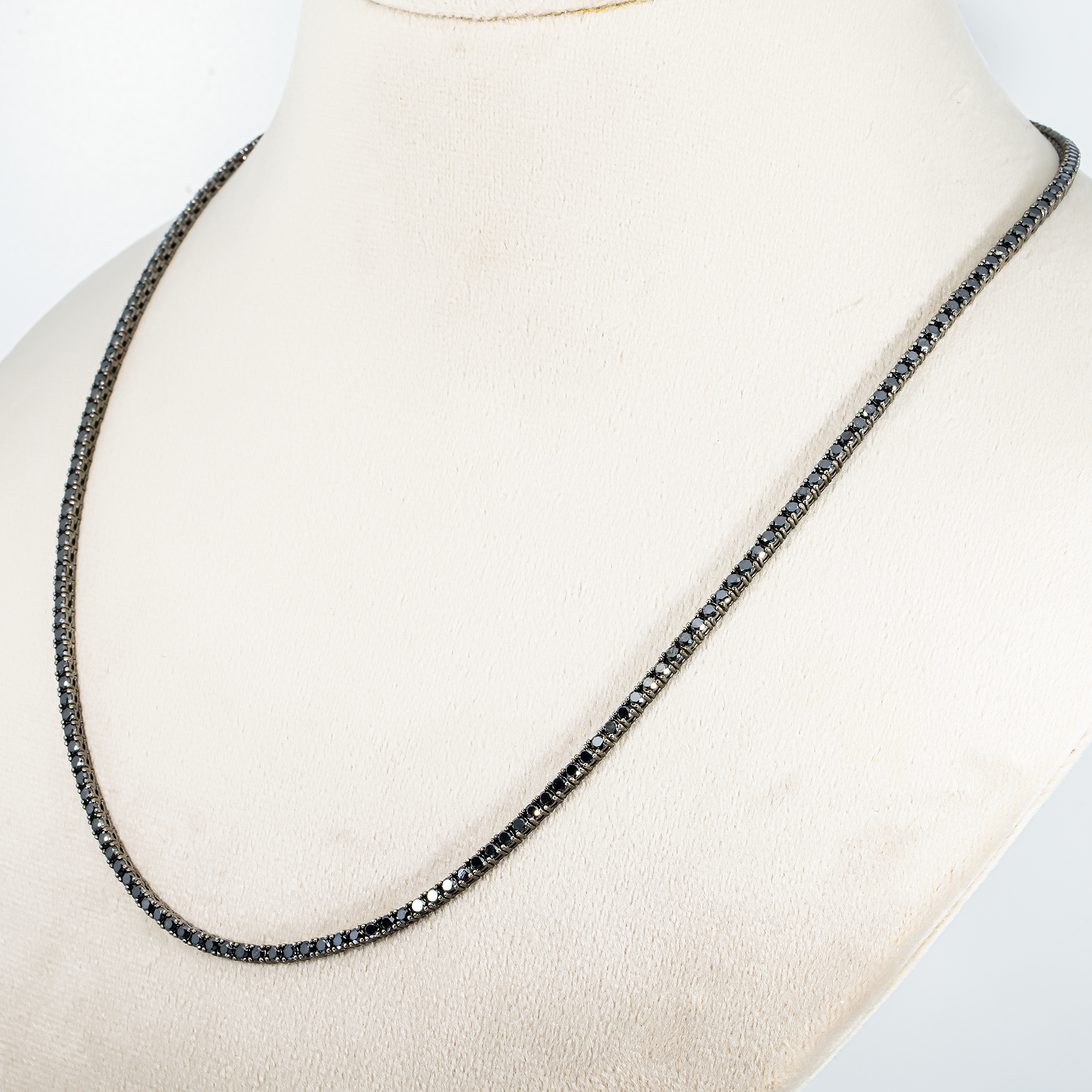 14K Black Gold Black Round Diamond Tennis Chain 9.65ct