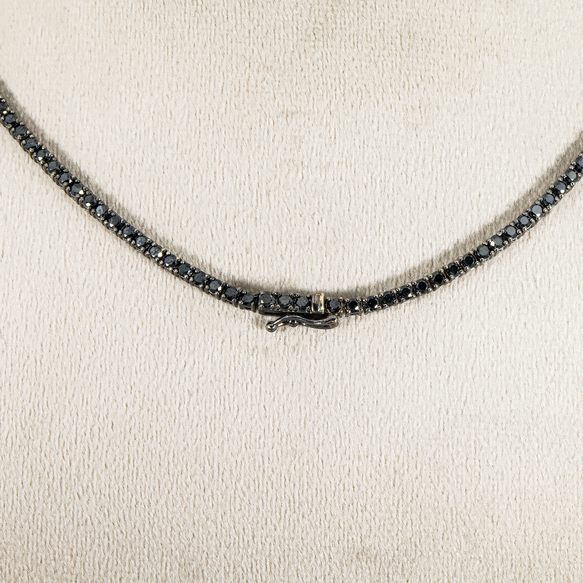 14K Black Gold Black Round Diamond Tennis Chain 9.65ct