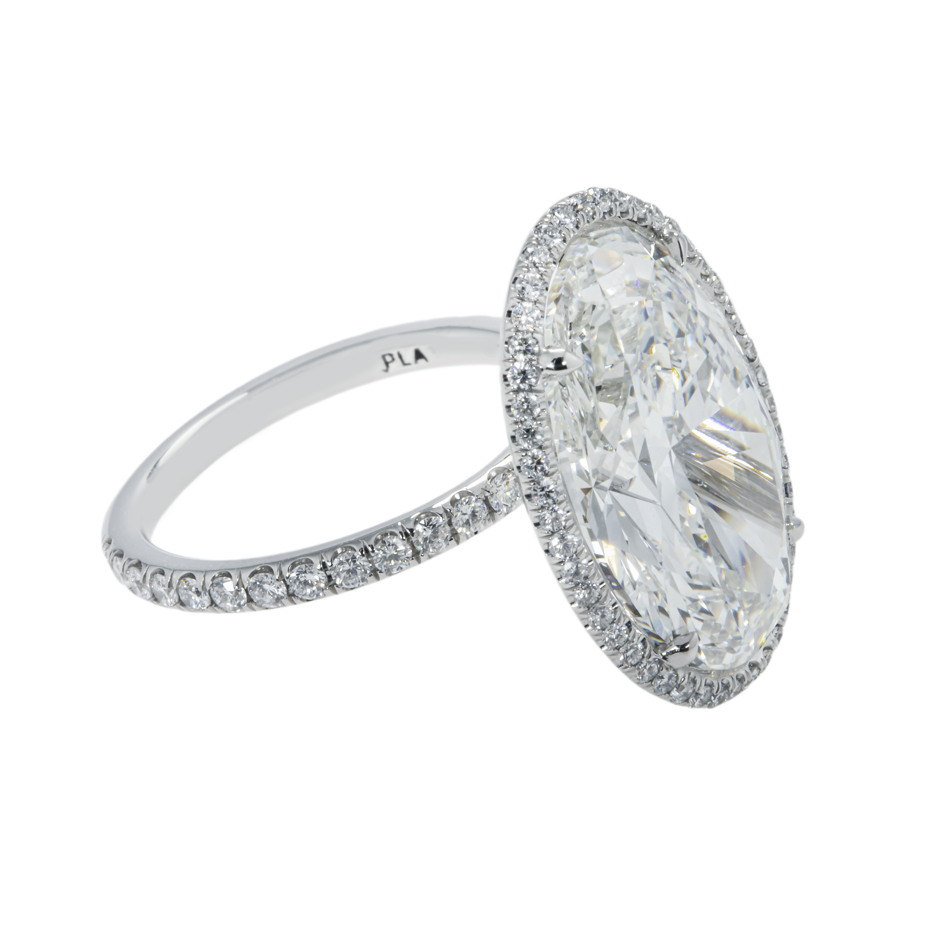 Platinum 10.26Ct Oval Cut Diamond Engagement Ring 11.16Ctw Bridal