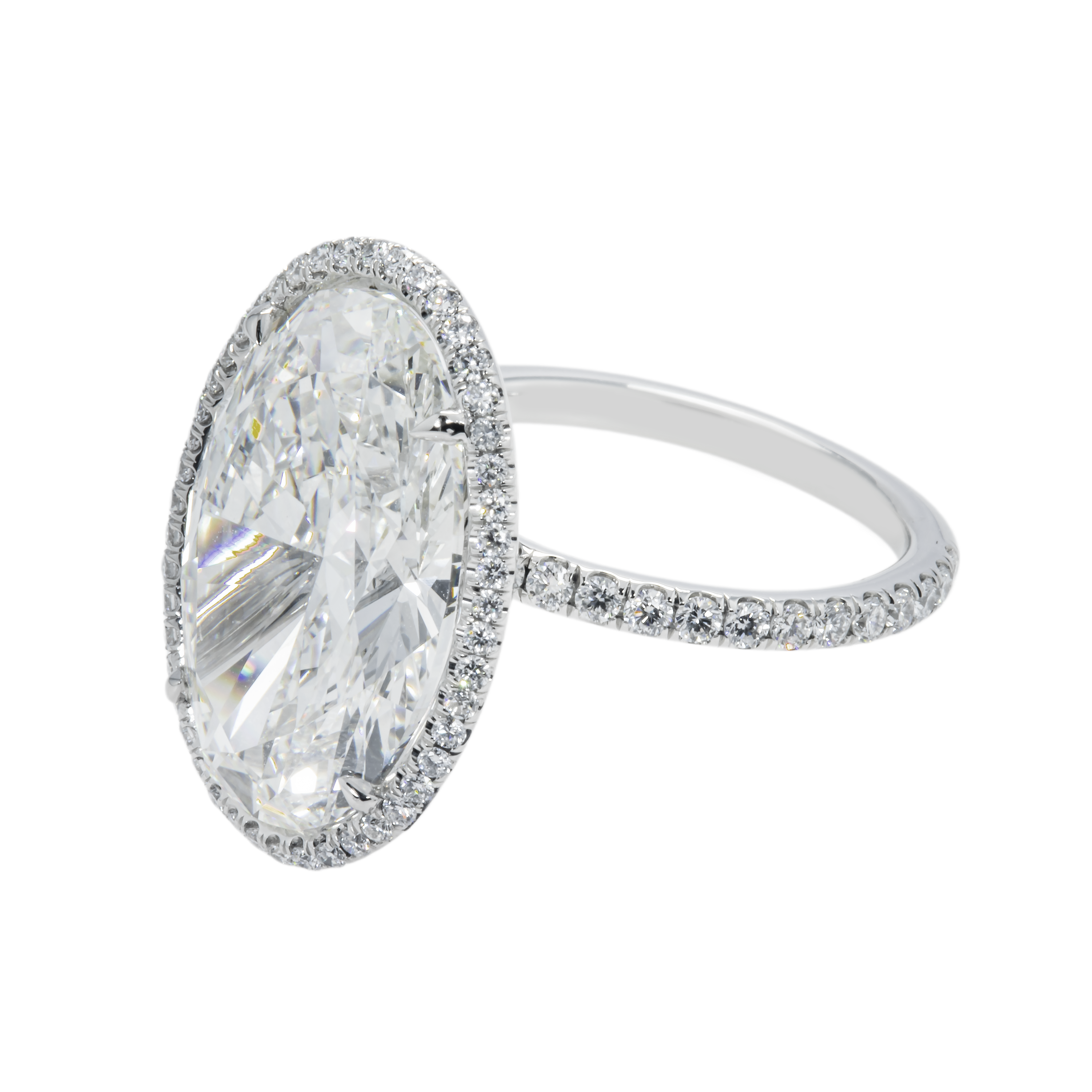 Platinum 10.26Ct Oval Cut Diamond Engagement Ring 11.16Ctw Bridal