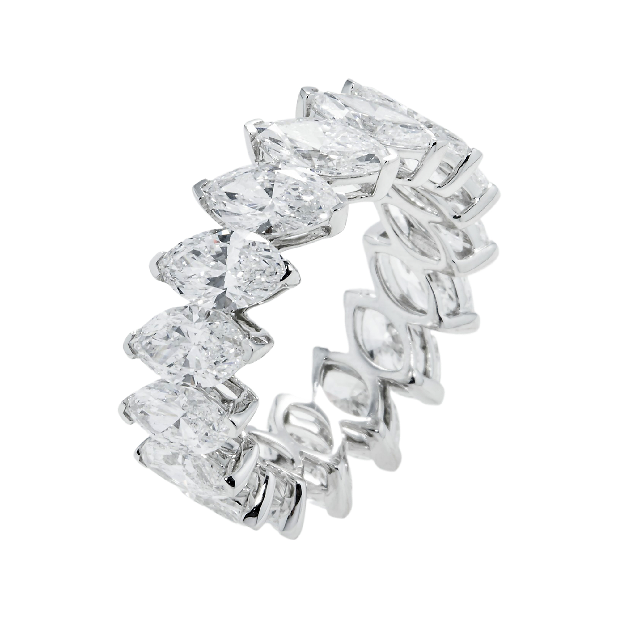 14K White Gold Marquise Cut Diamond Eternity Ring 8.21Ct (Size 6.75) Rings
