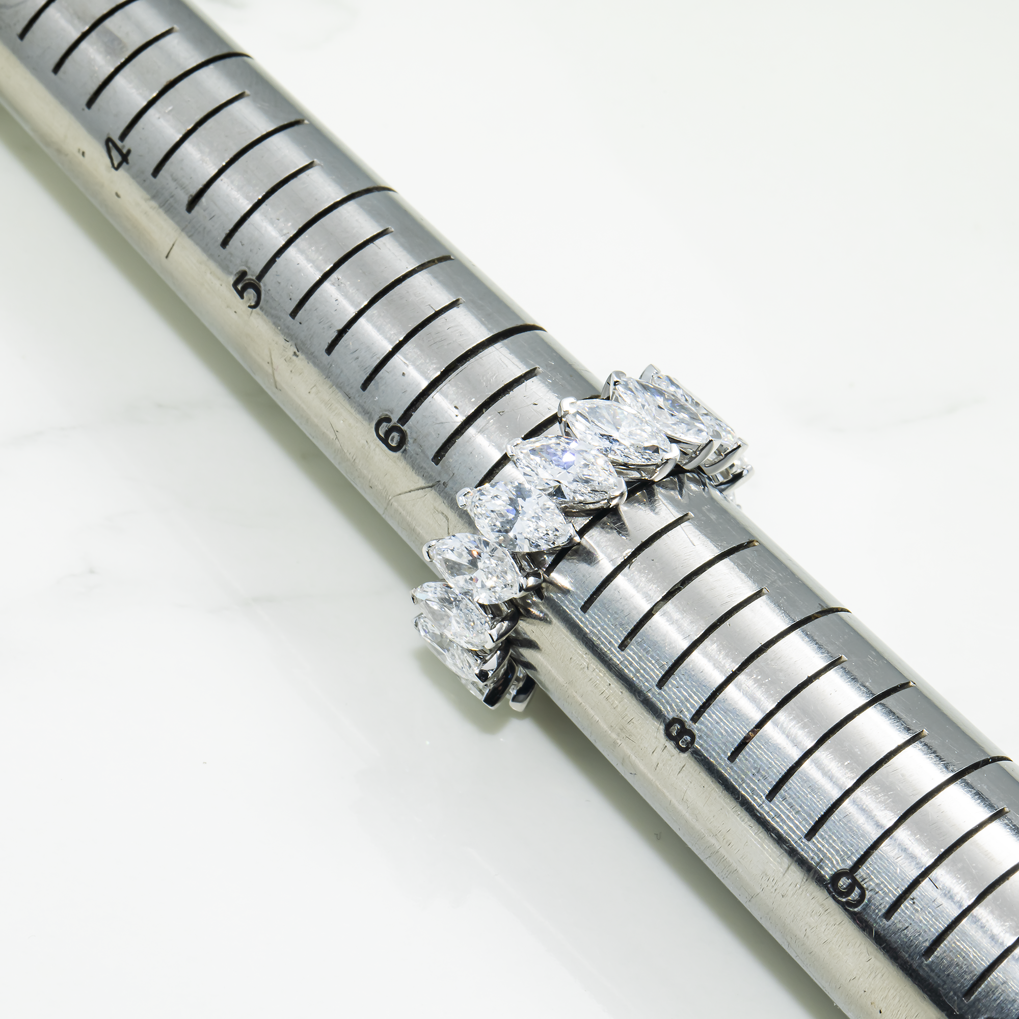 14K White Gold Marquise Cut Diamond Eternity Ring 8.21Ct (Size 6.75) Rings
