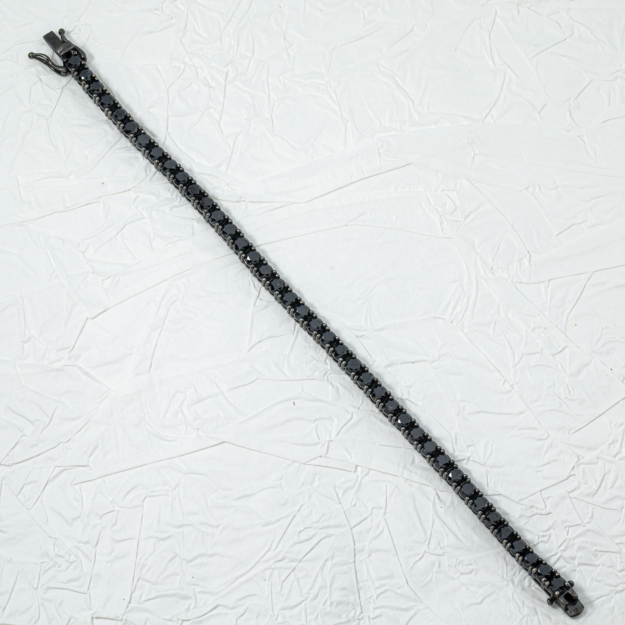 14K Black Gold Black Round Diamond Tennis Bracelet 12.56ct