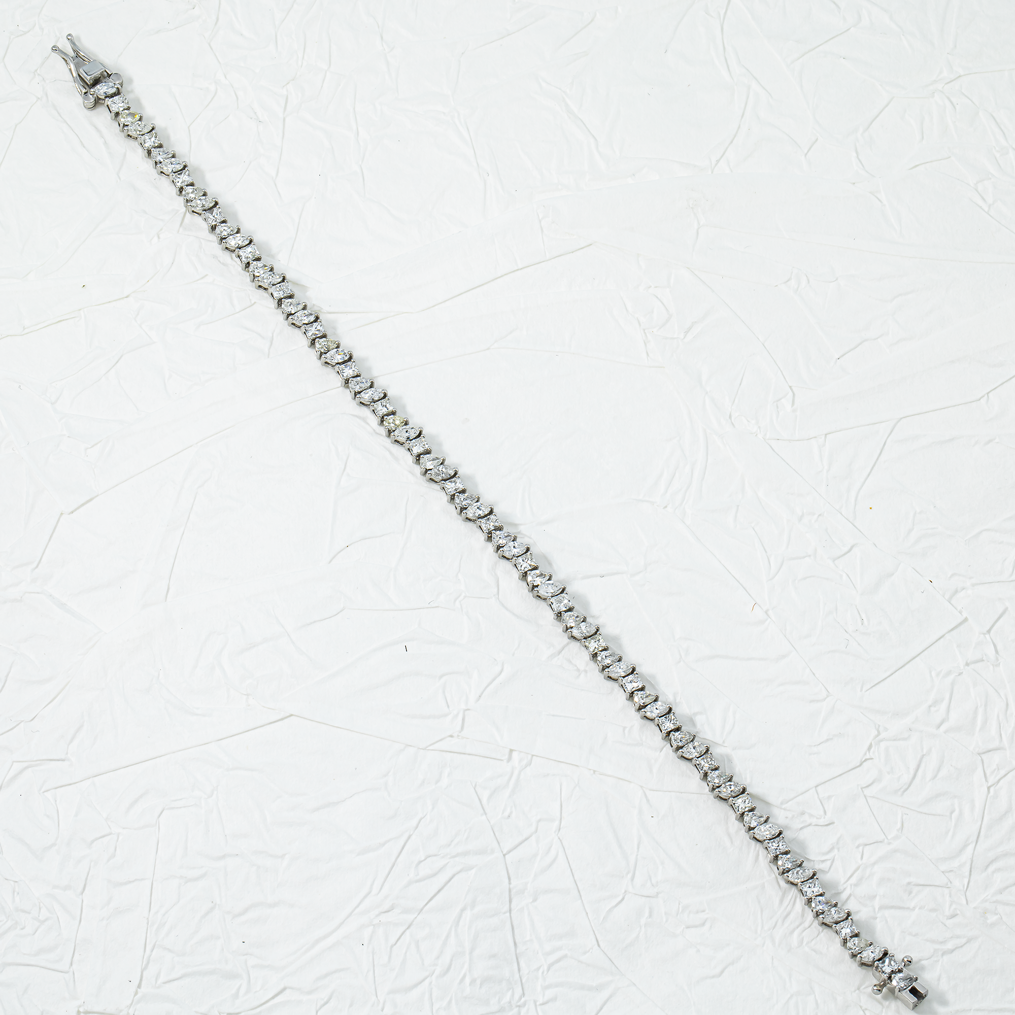 14K White Gold Multi Cut Diamond Tennis Bracelet 4.52ct