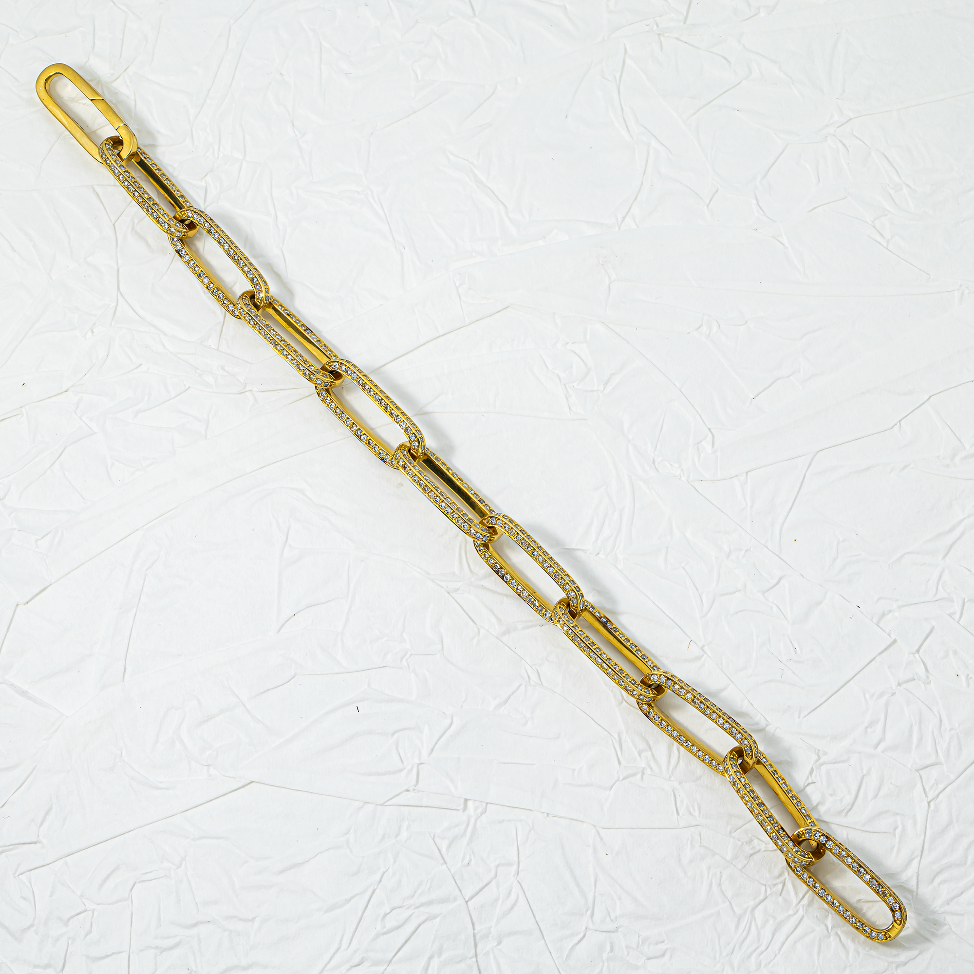 14K Yellow Gold PaperClip Chain Bracelet 4.67ct