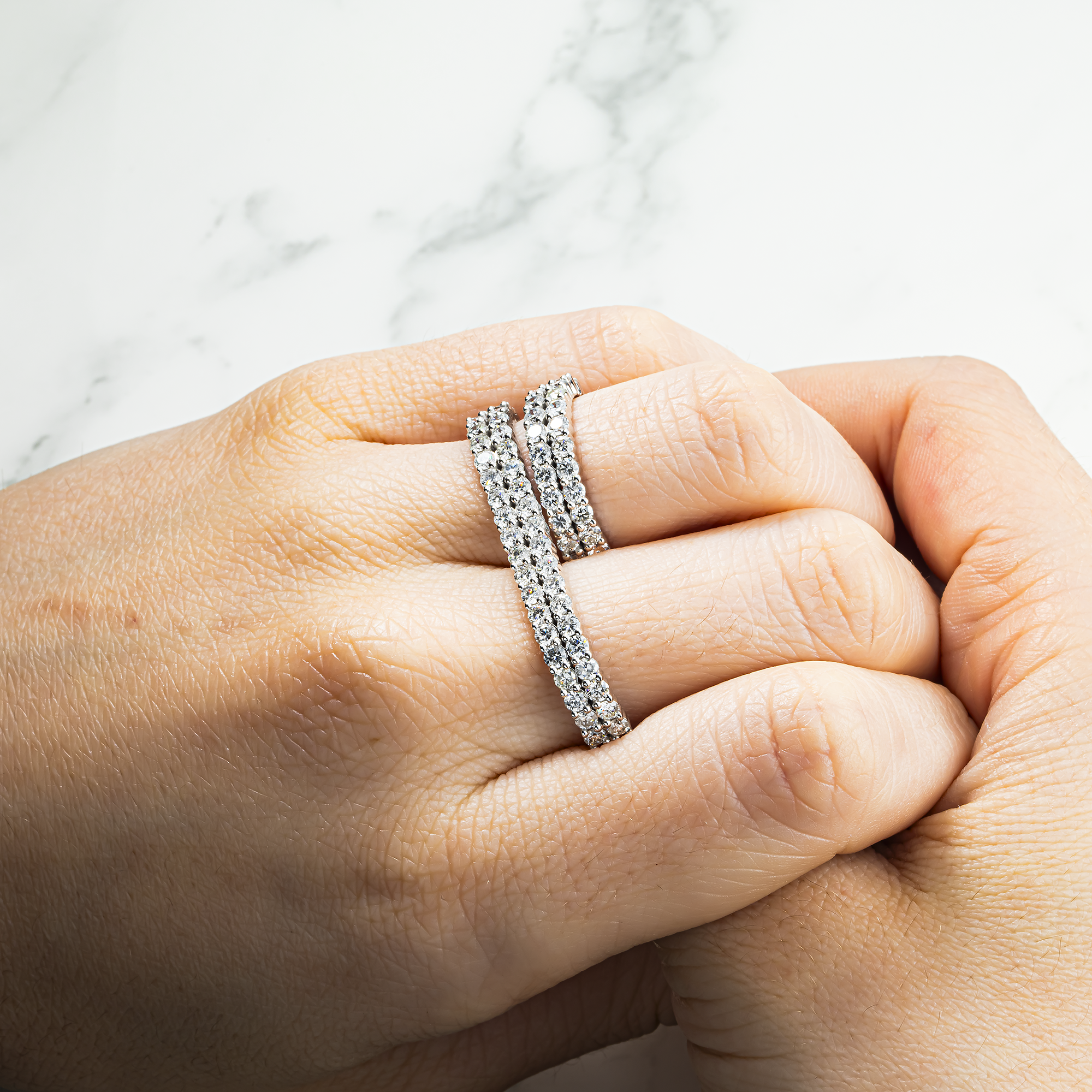 14K Yellow Gold Round Diamond Two Finger Wrap Ring 3.04ct