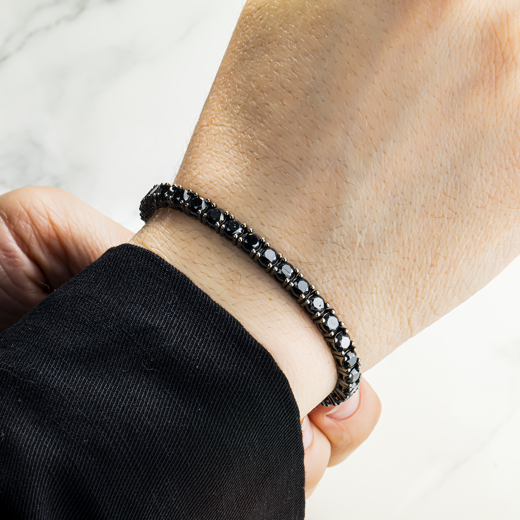 14K Black Gold Black Round Diamond Tennis Bracelet 12.56ct