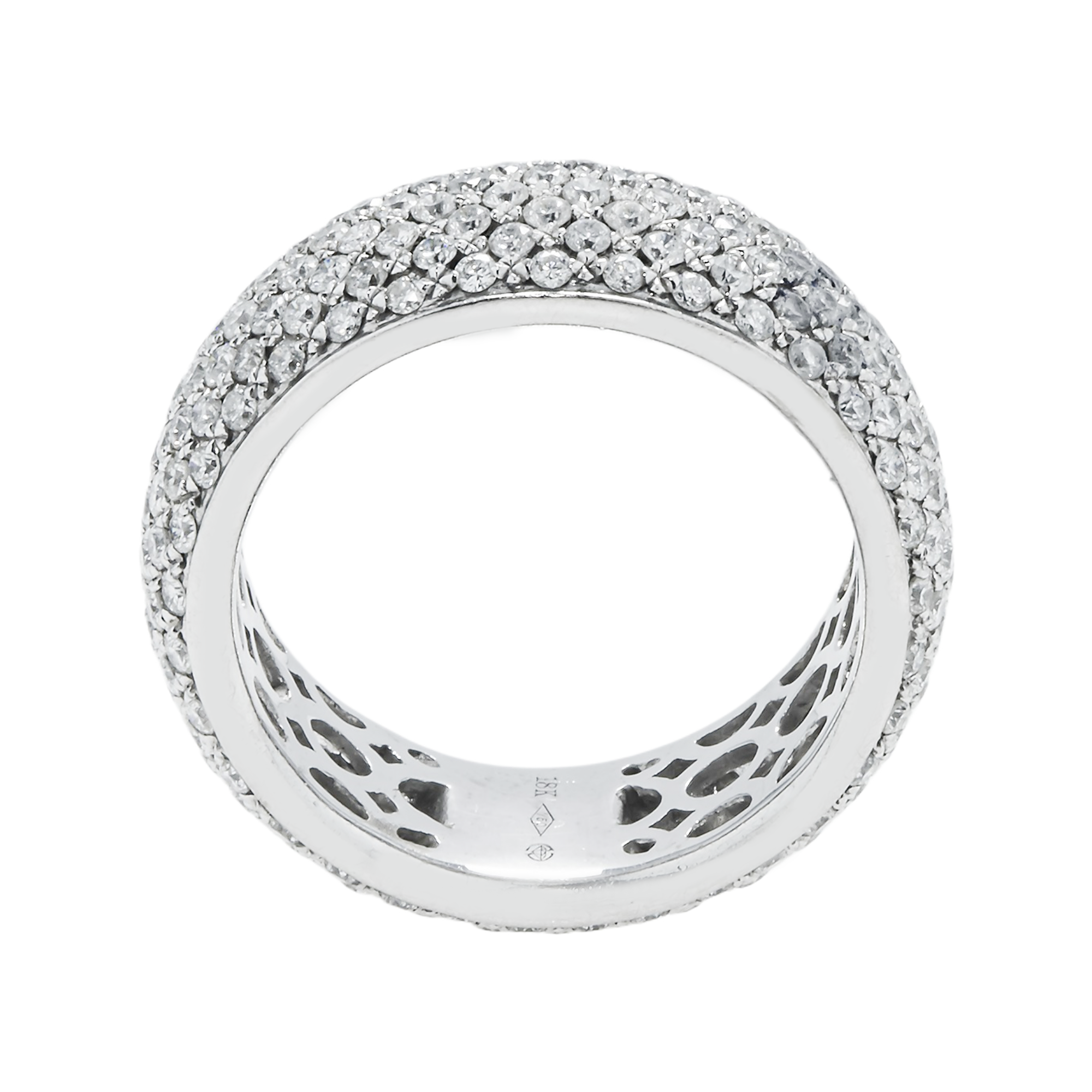 18K White Gold 7 Row Pave Set Round Diamond Eternity Ring 5.46Ct Rings