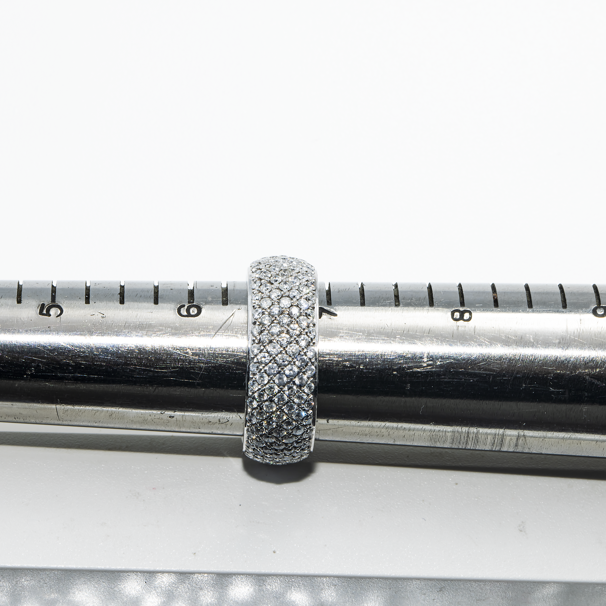 18K White Gold 7 Row Pave Set Round Diamond Eternity Ring 5.46Ct Rings