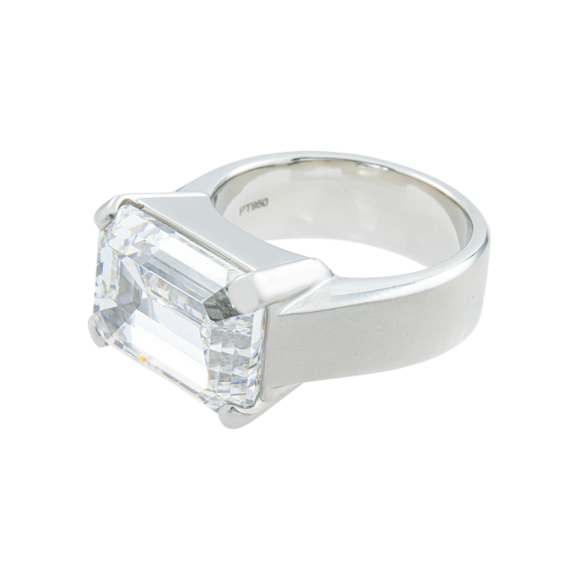 Platinum Solitaire Emerald Diamond Ring 20.15ctw