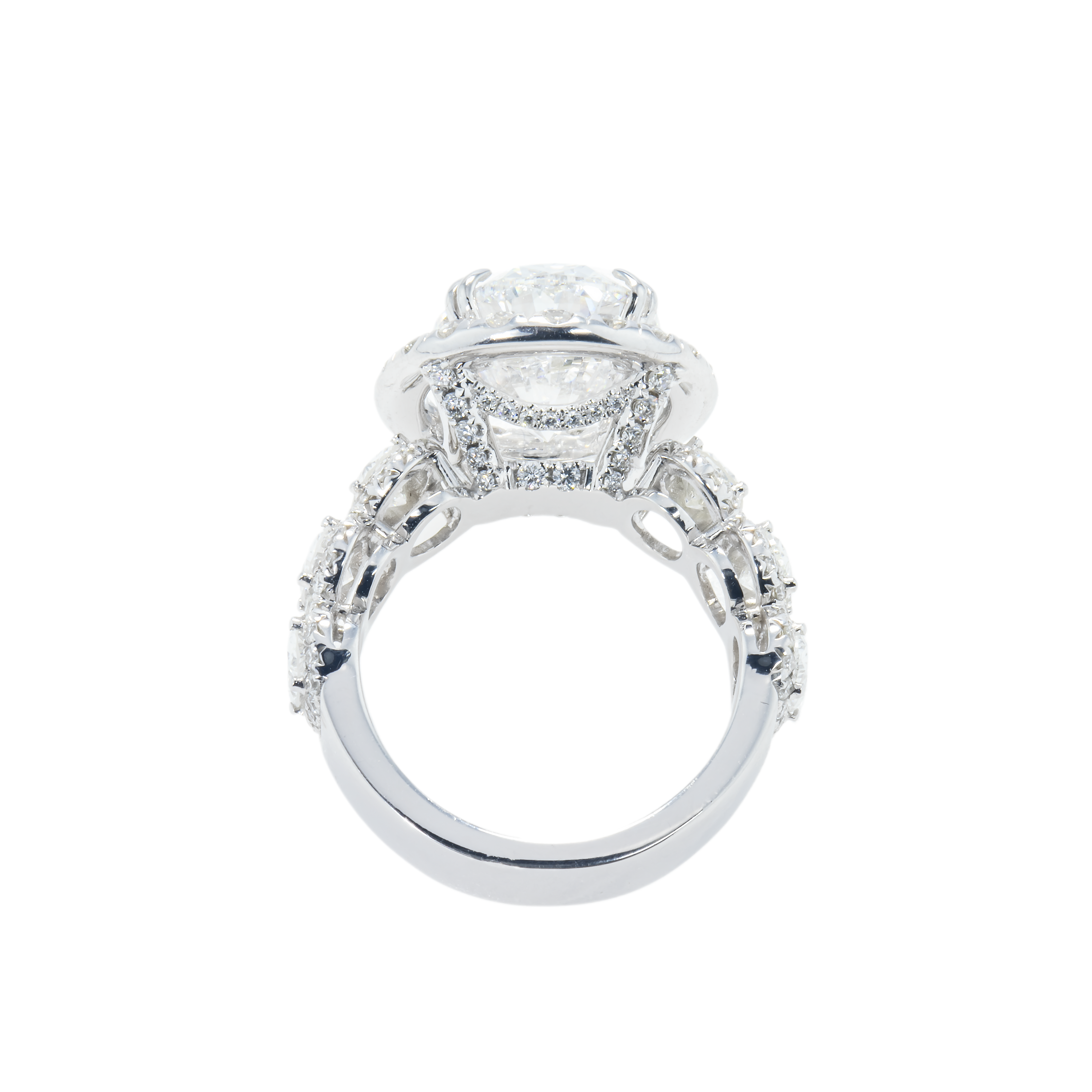 Gia 18K White Gold 7.03Ct Oval Cut Diamond Engagement Ring 10.18Ctw Bridal