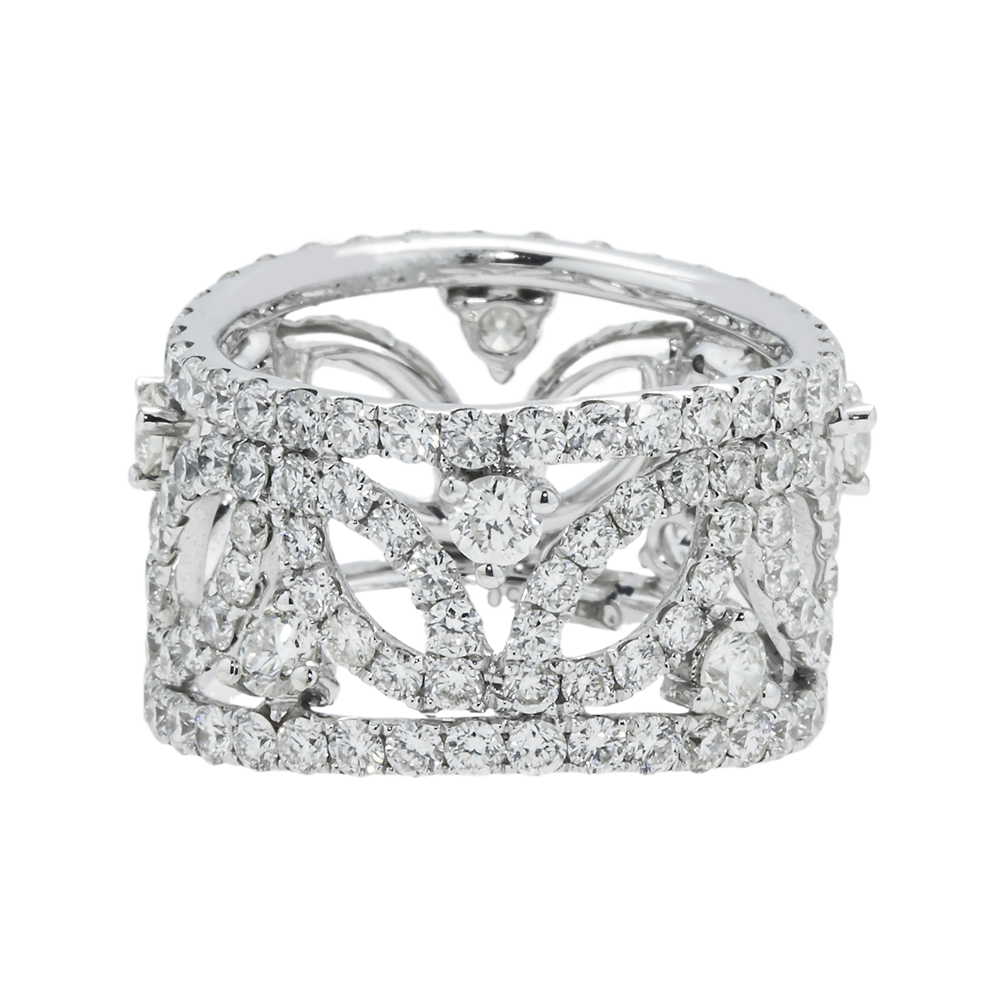 18K White Gold Petal Row Diamond Eternity Ring 4.47Ct Rings