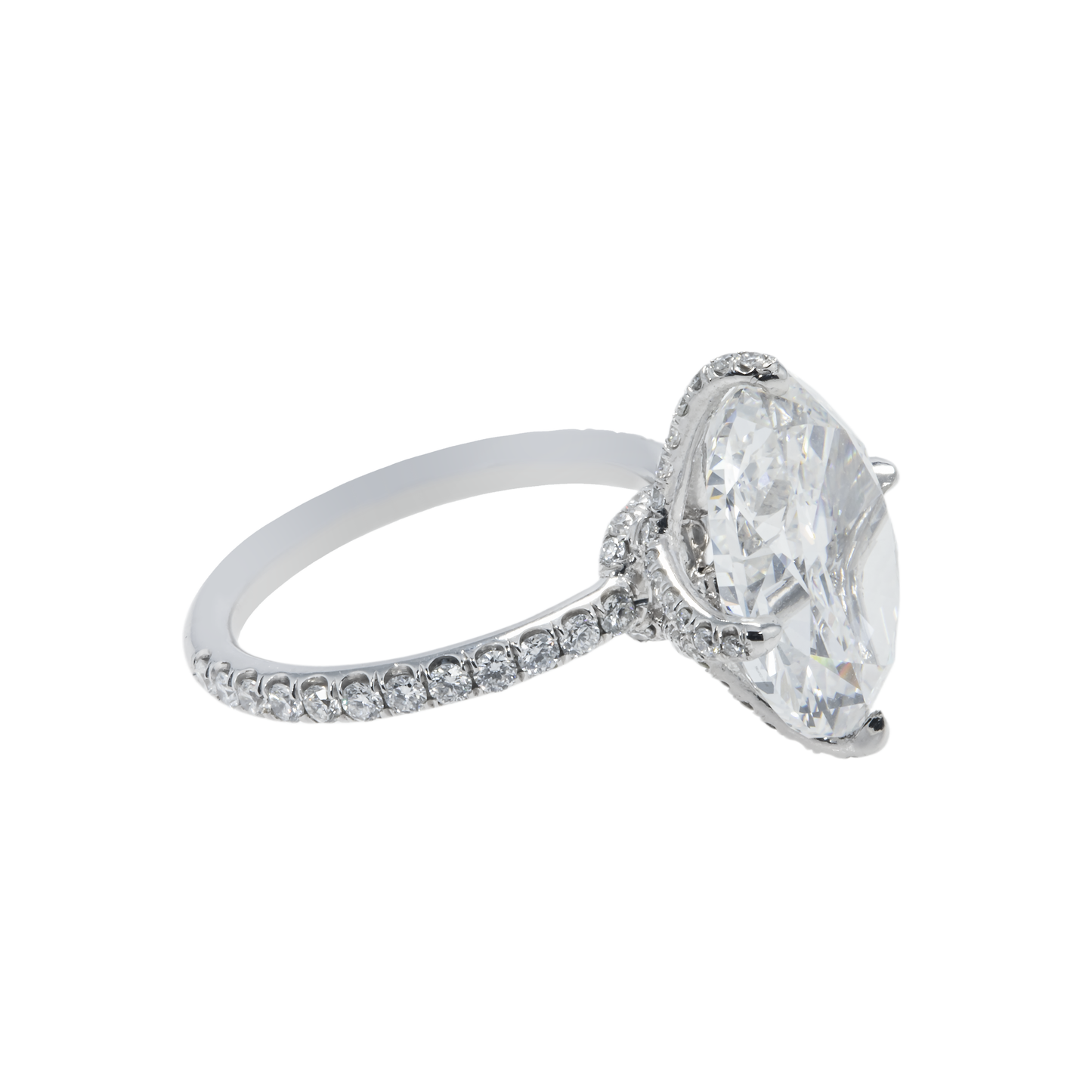 GIA Platinum 7.02ct Oval Cut Diamond Engagement Ring 8.02ctw