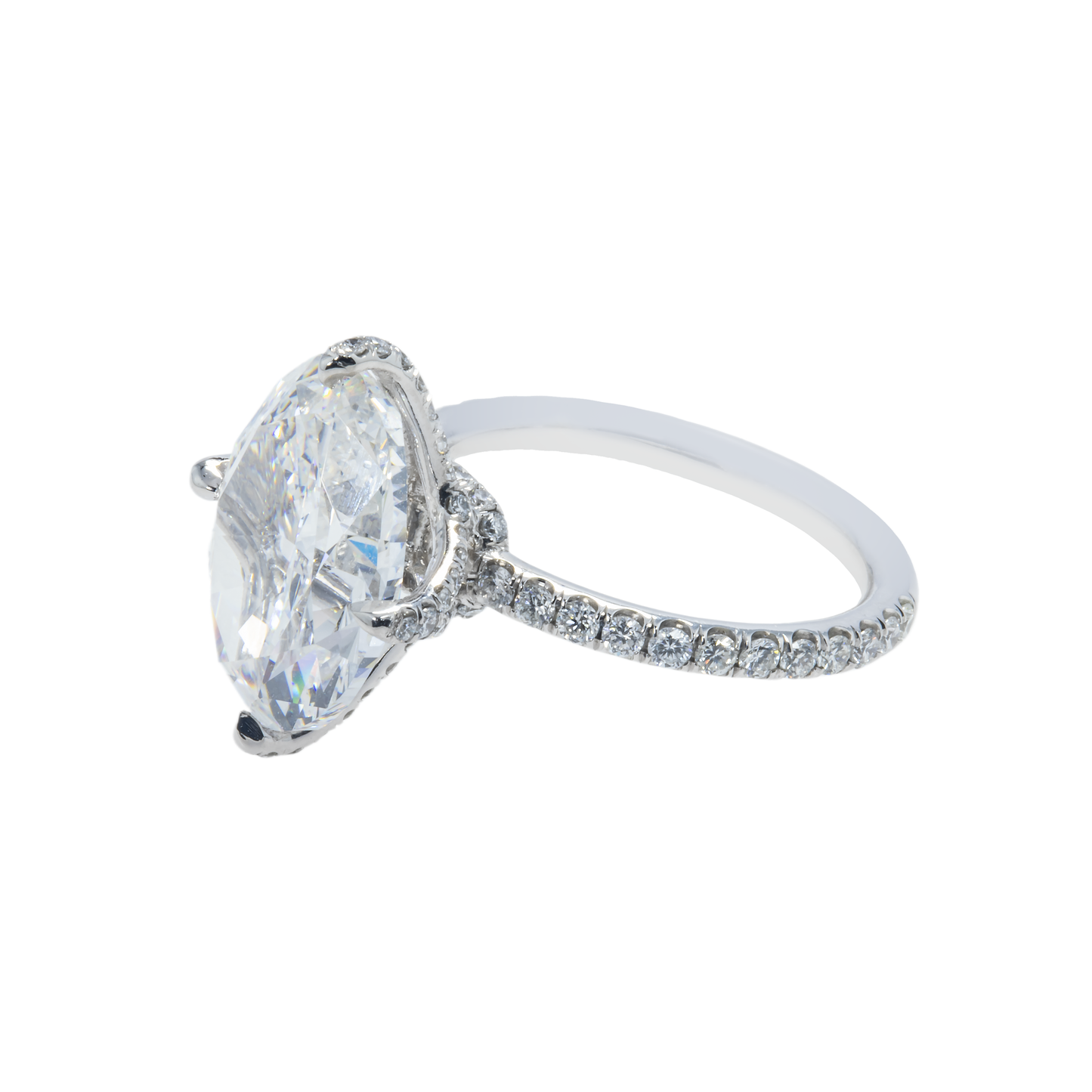 GIA Platinum 7.02ct Oval Cut Diamond Engagement Ring 8.02ctw