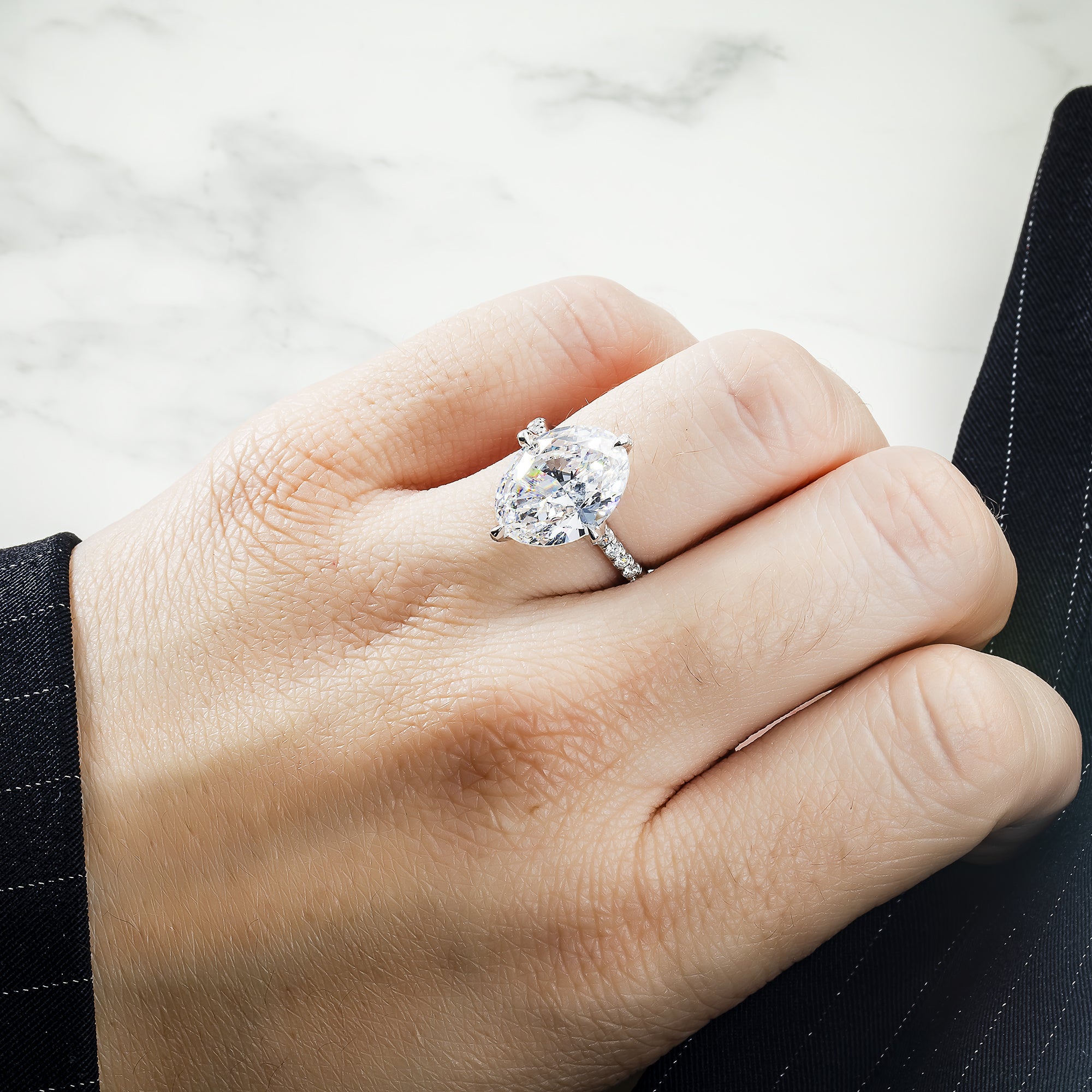 Gia Platinum 7.02Ct Oval Cut Diamond Engagement Ring 8.02Ctw Bridal