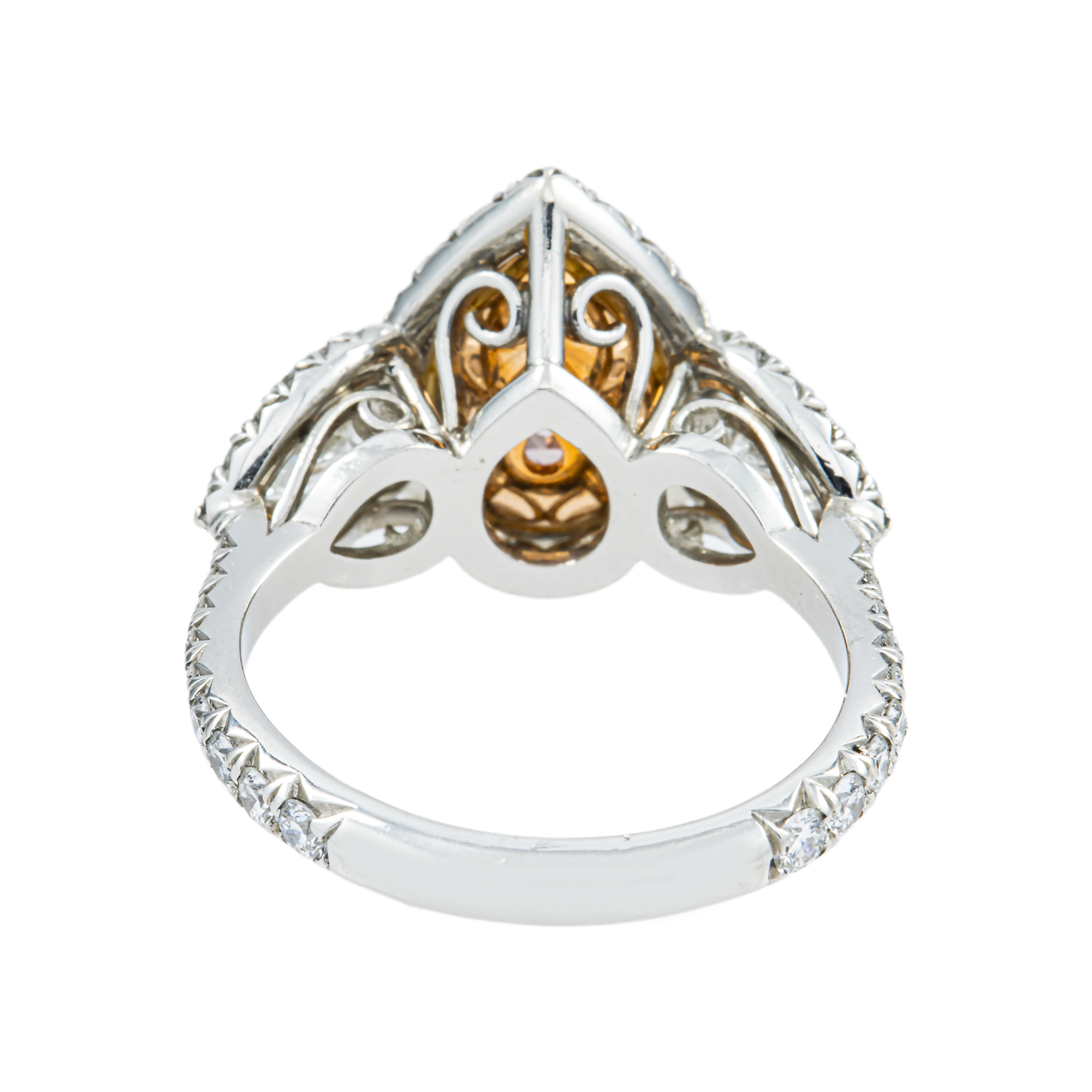 Platinum 1.84ct Pear Fancy Intense Pink Diamond Ring 3.14ctw