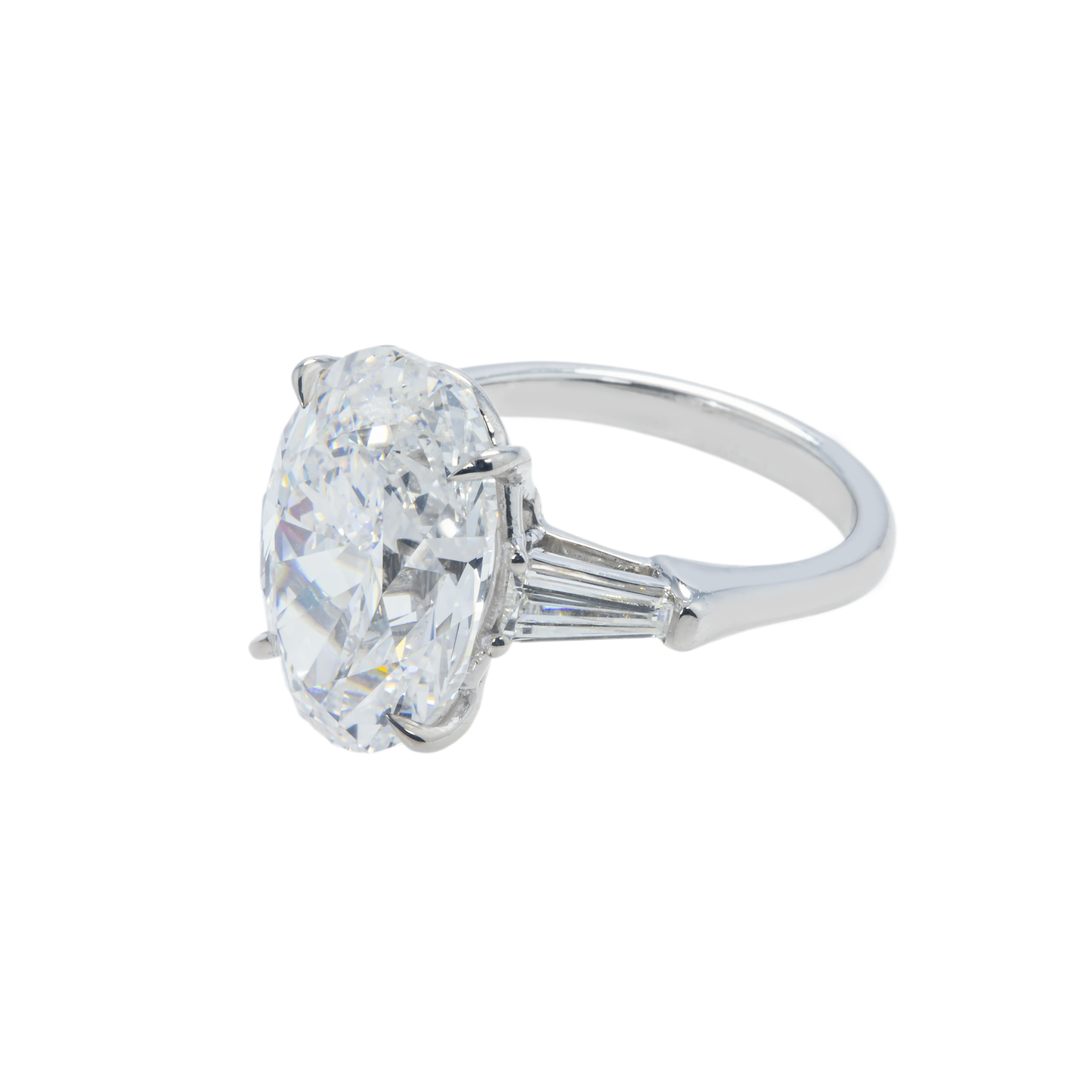 GIA Platinum 8.02ct Oval Cut Triple Diamond Engagement Ring 8.39ctw