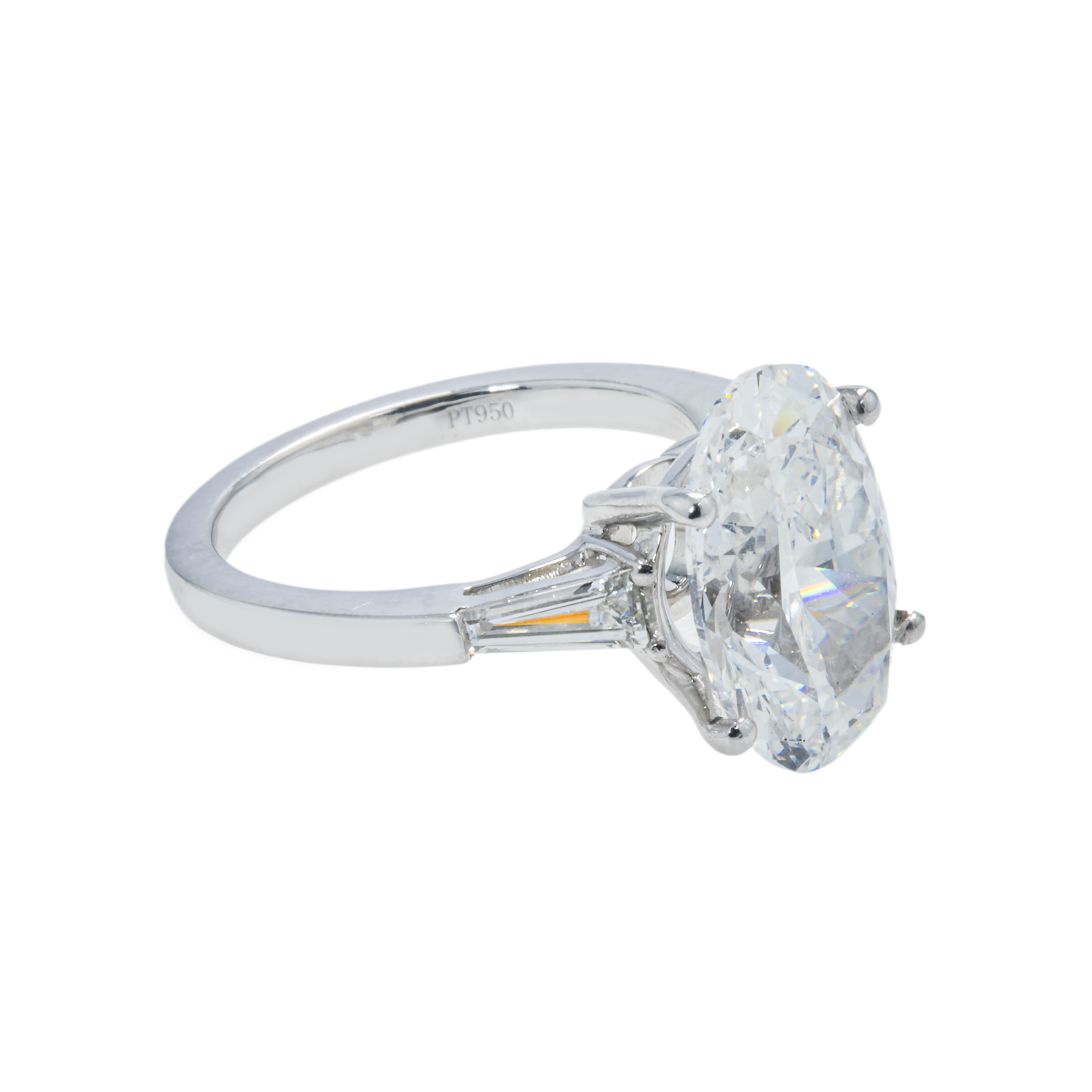 Gia 18K White Gold 5.52Ct Oval Cut Triple Diamond Engagement Ring 6.02Ctw Bridal