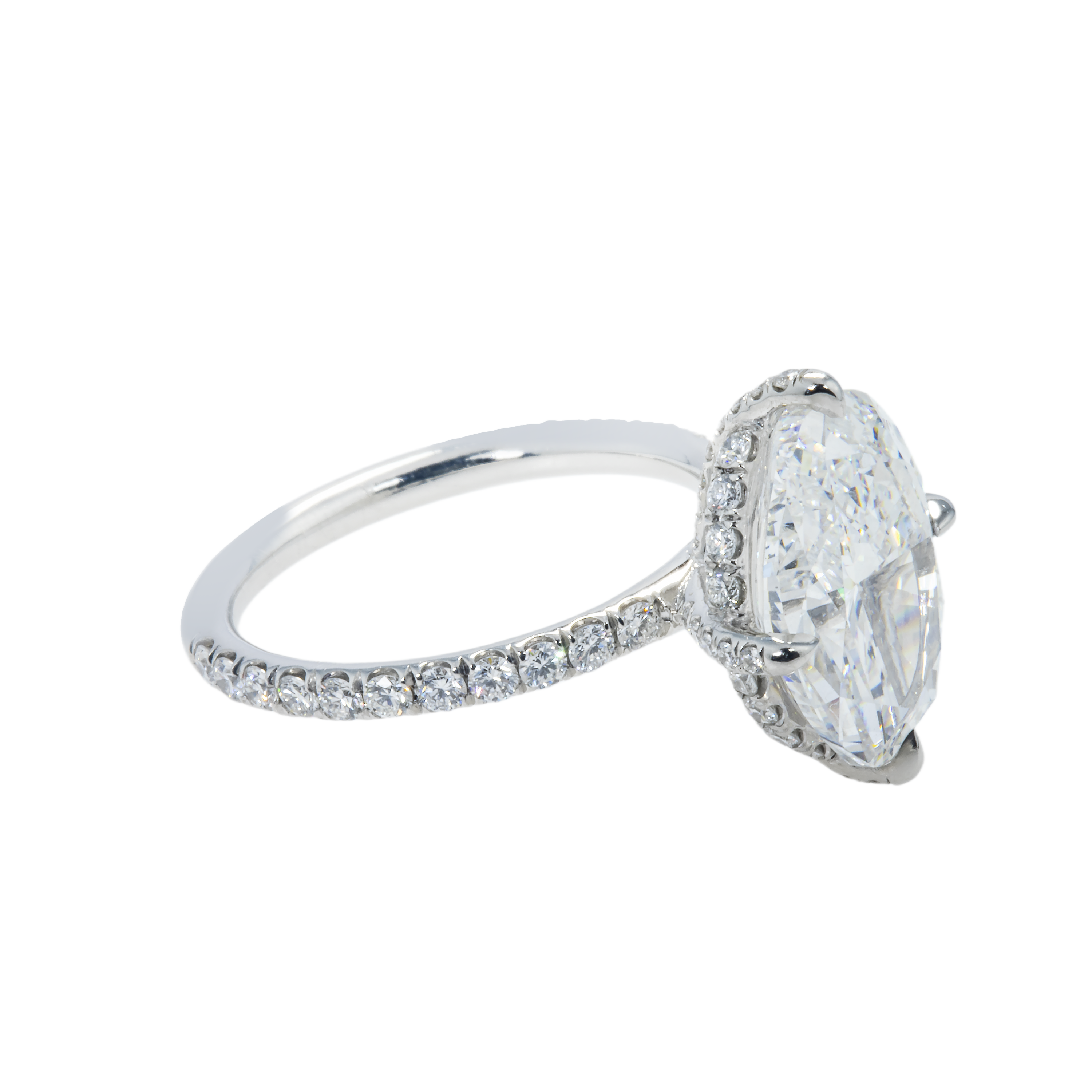 Gia Platinum 5Ct Oval Cut Diamond Engagement Ring 5.75Ctw Bridal