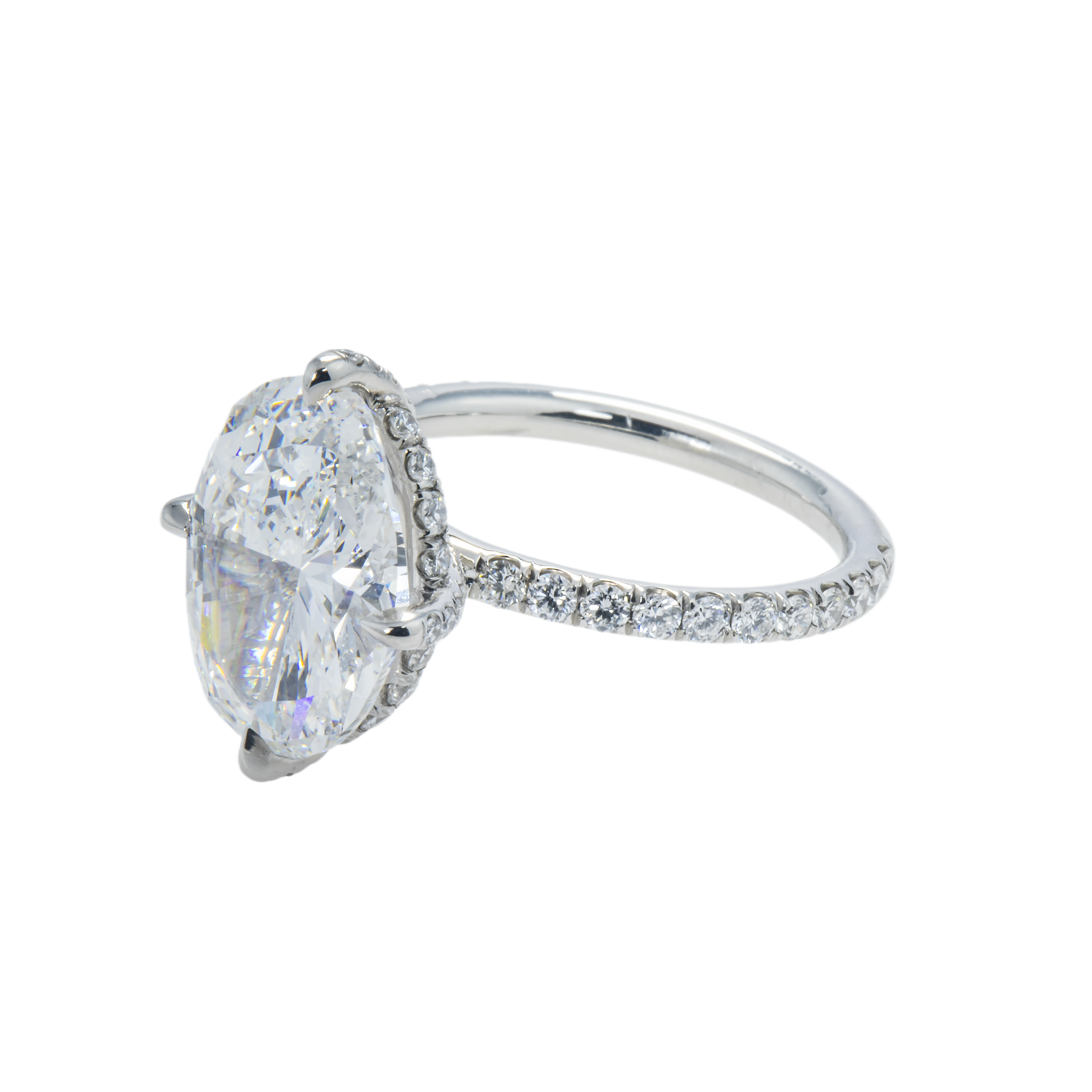 Gia Platinum 5Ct Oval Cut Diamond Engagement Ring 5.75Ctw Bridal