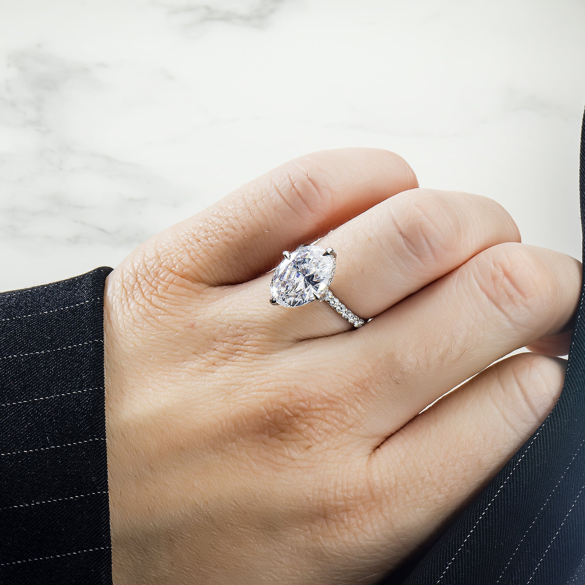 Gia Platinum 5Ct Oval Cut Diamond Engagement Ring 5.75Ctw Bridal