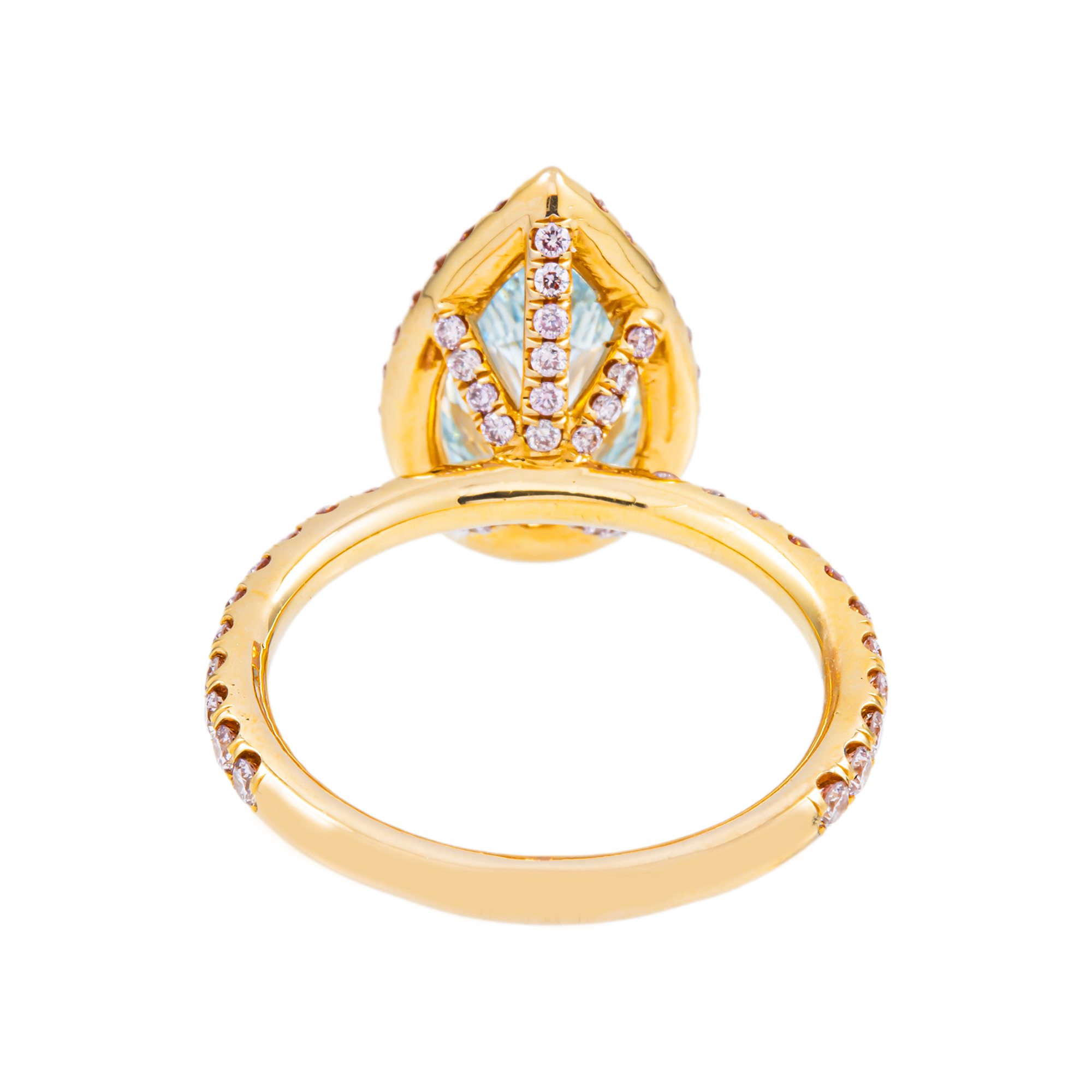 18K Rose Gold 2.01ct Pear Fancy Blue Diamond Ring 2.91ctw