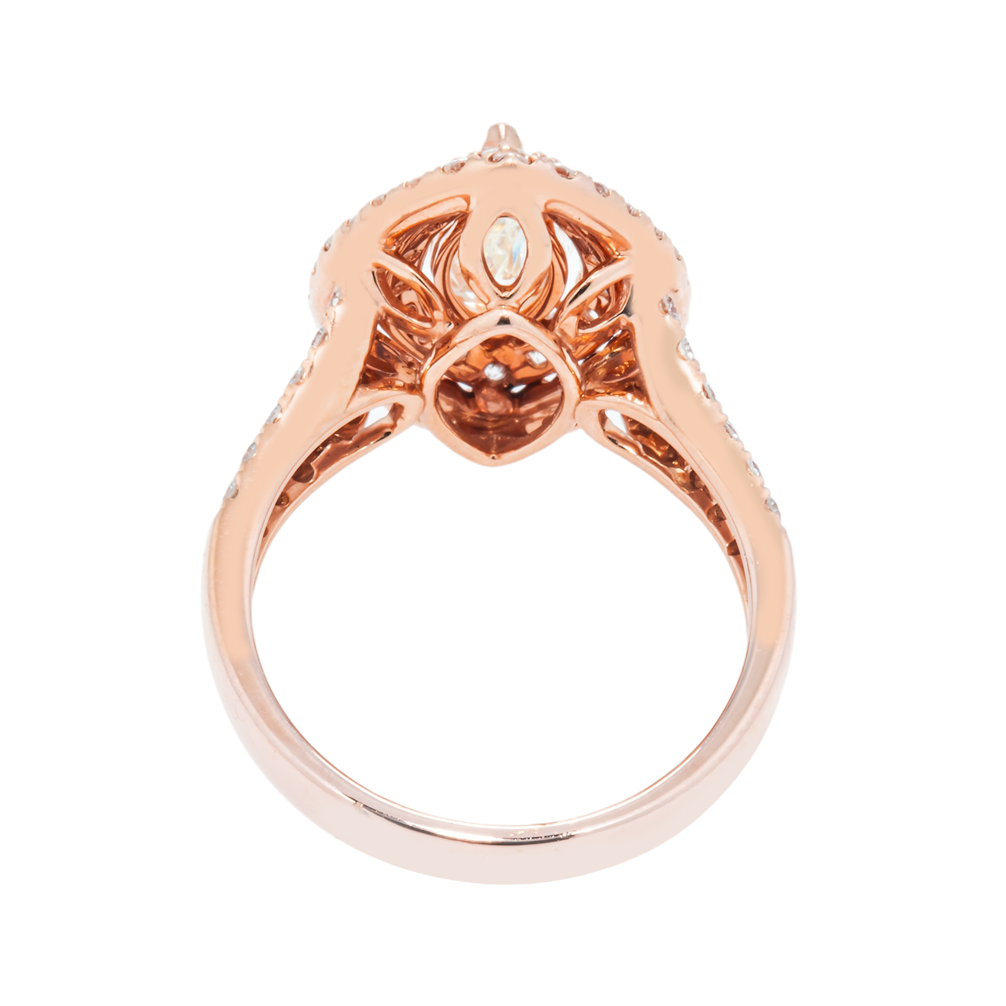 14K Rose Gold 1.52Ct Marquise Cut Diamond Engagement Ring 2.75Ctw Bridal