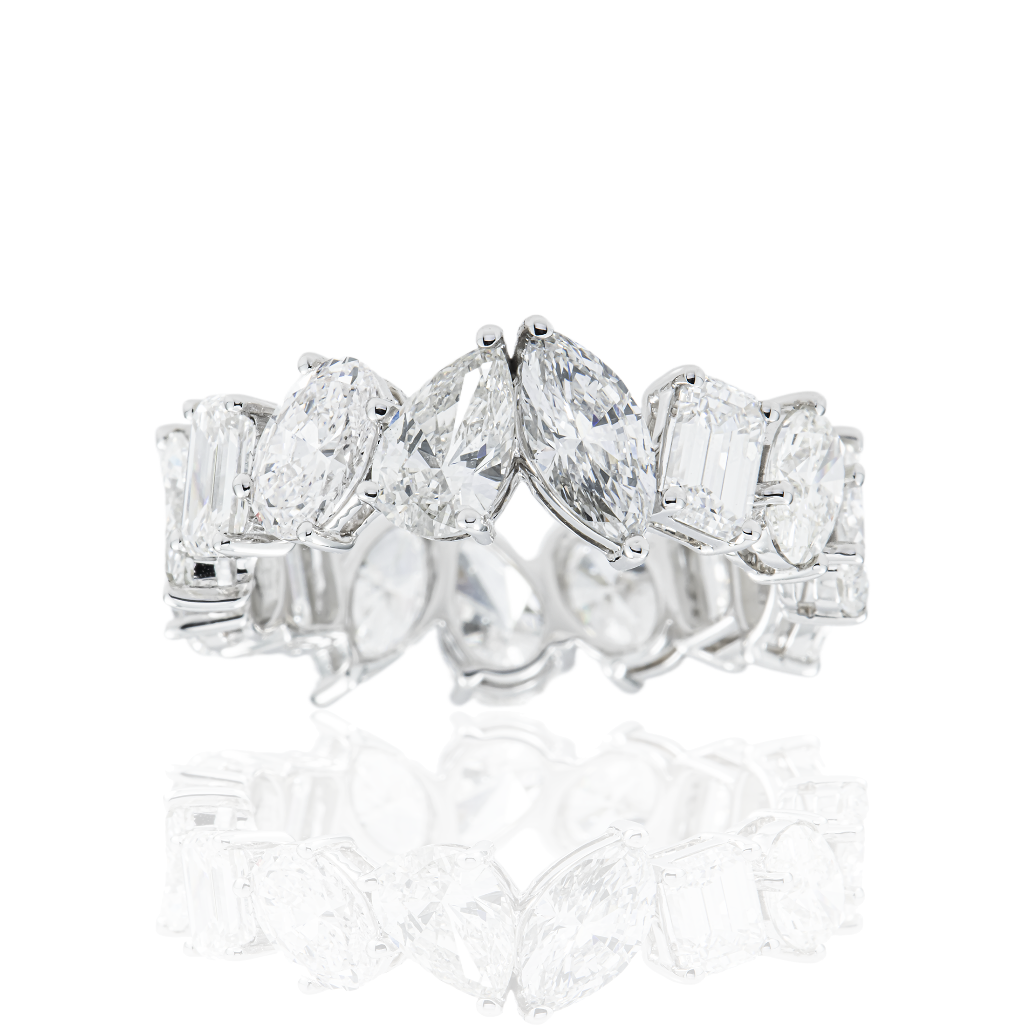 14K White Gold Multi Cut Diamond Eternity Ring 7.14ct (Size 7.5)