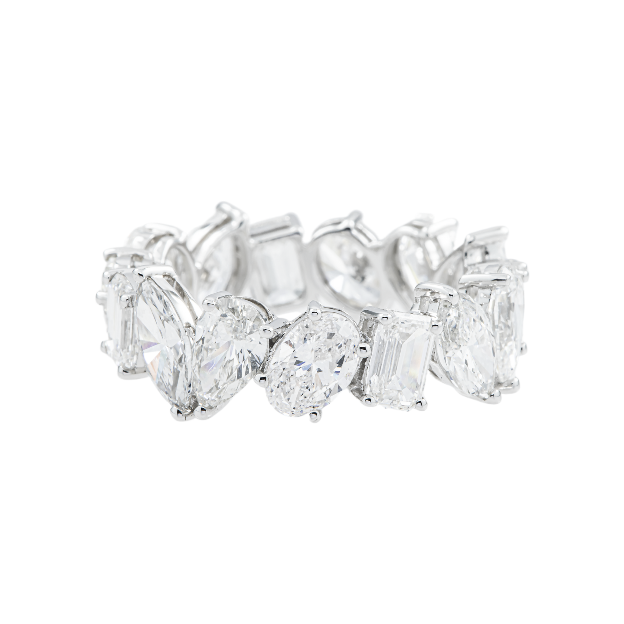 14K White Gold Multi Cut Diamond Eternity Ring 7.14ct (Size 7.5)