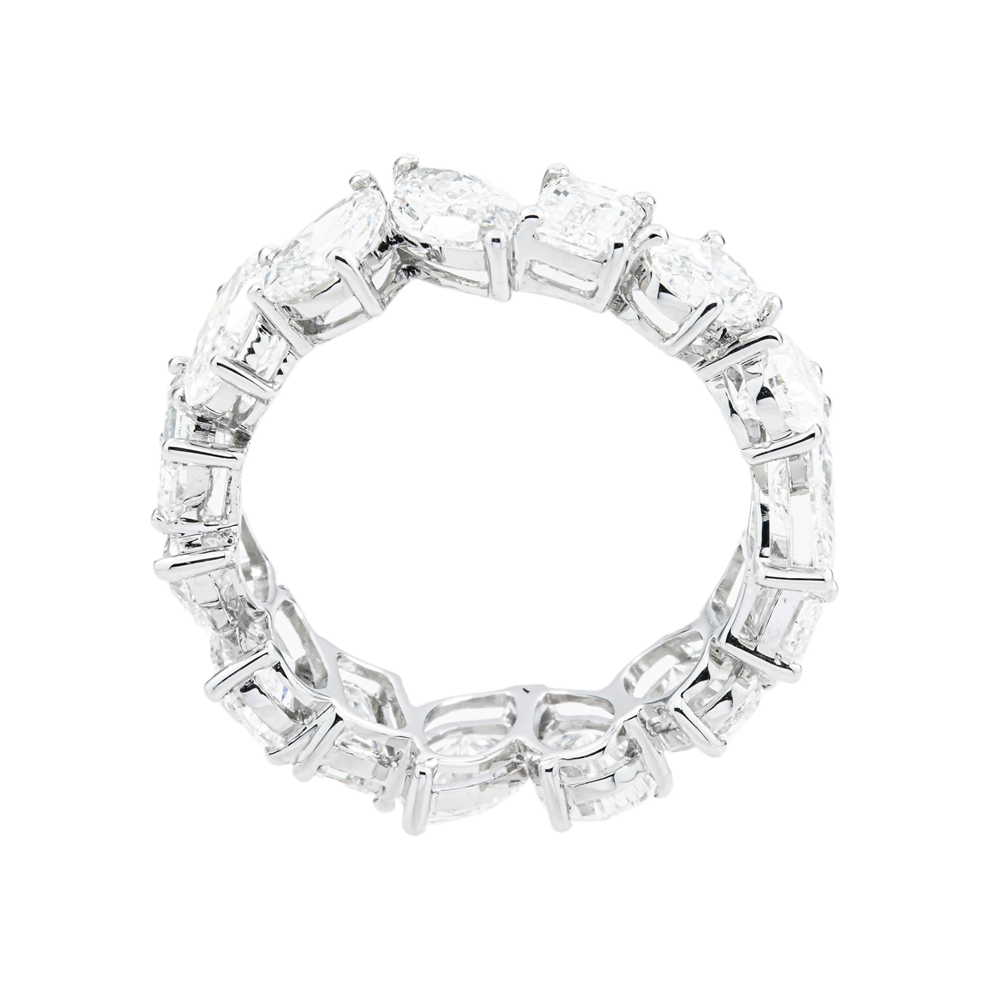 14K White Gold Multi Cut Diamond Eternity Ring 7.14ct (Size 7.5)