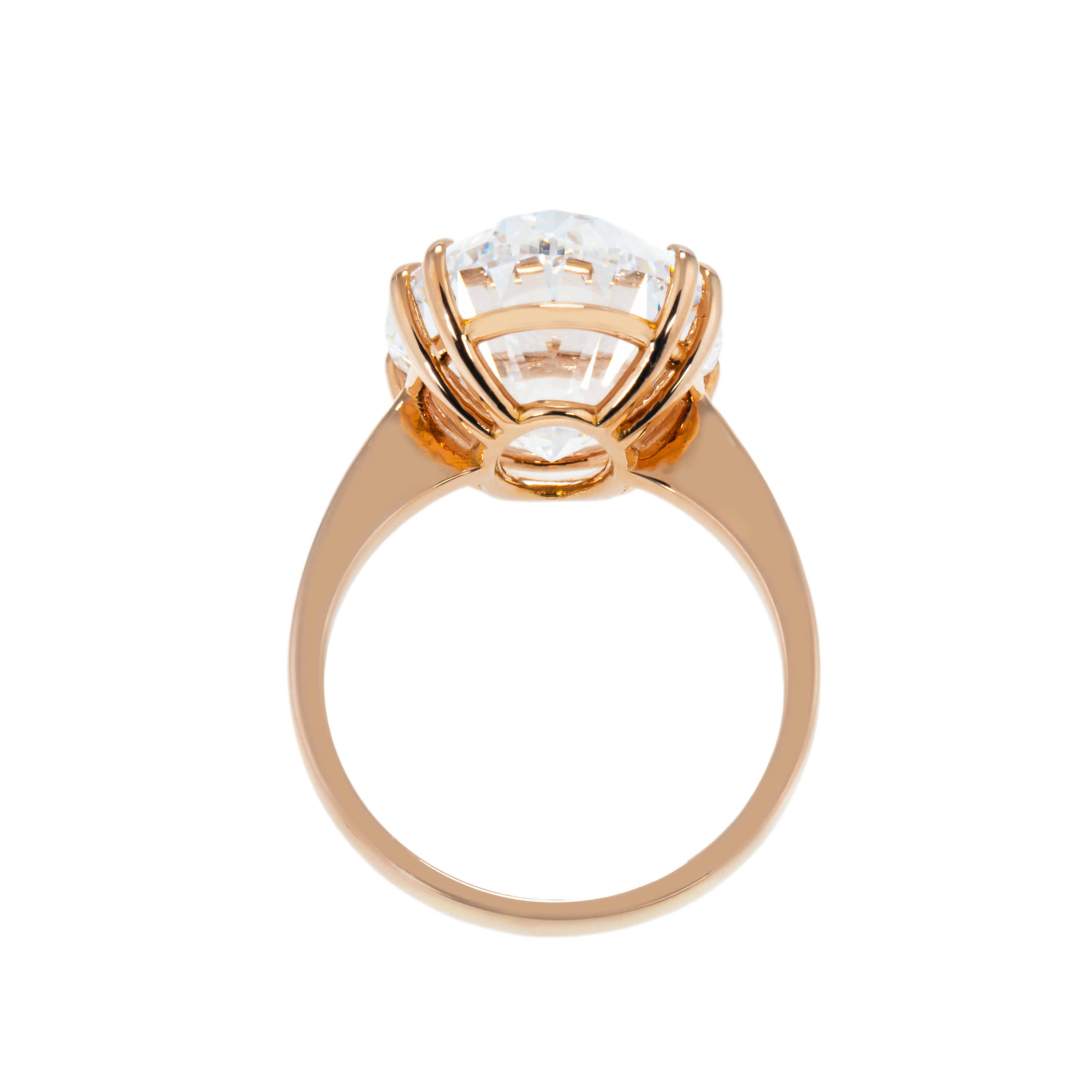 18K Rose Gold Oval Cut Solitaire Diamond Engagement Ring 15.48Ct Bridal