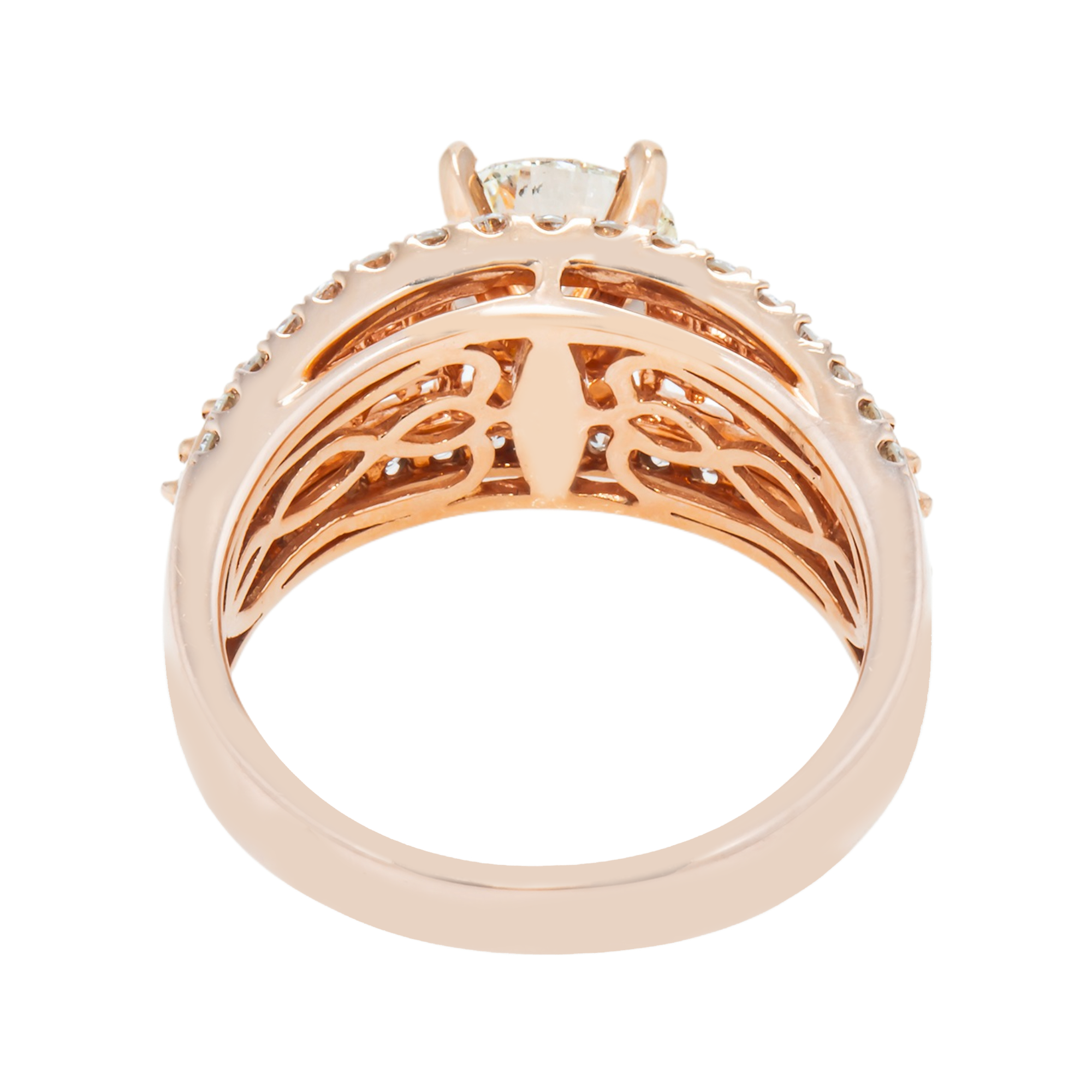 14K Rose Gold 1.0Ct Round Diamond Engagement Ring 2.47Ctw Bridal