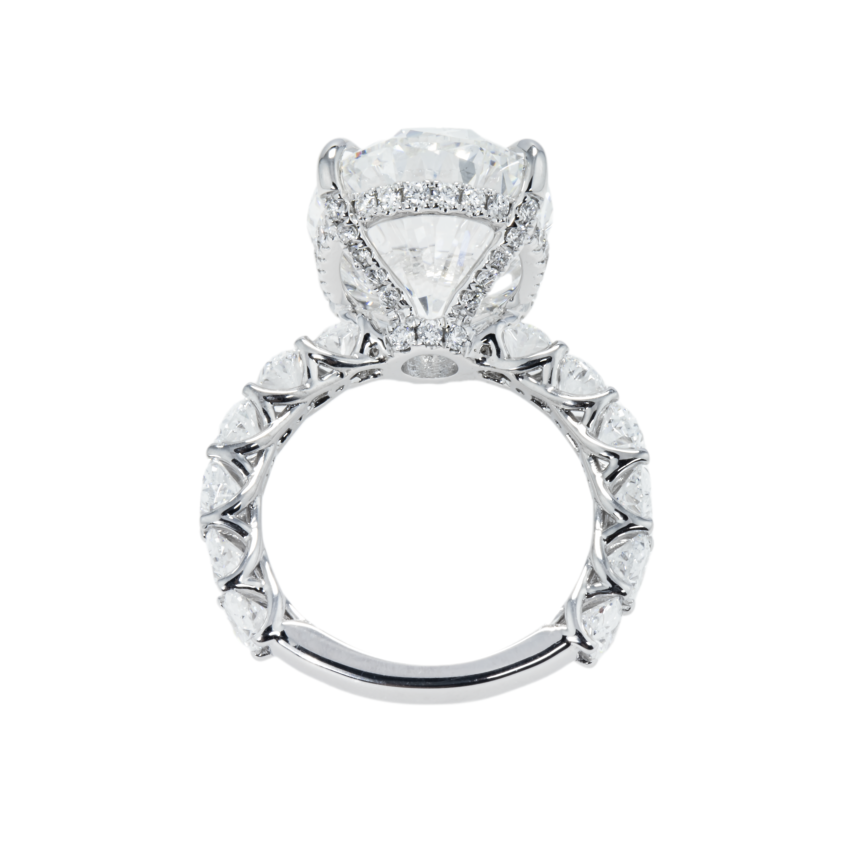 18K White Gold 12.50Ct Oval Cut Diamond Engagement Ring 15.90Ctw Bridal