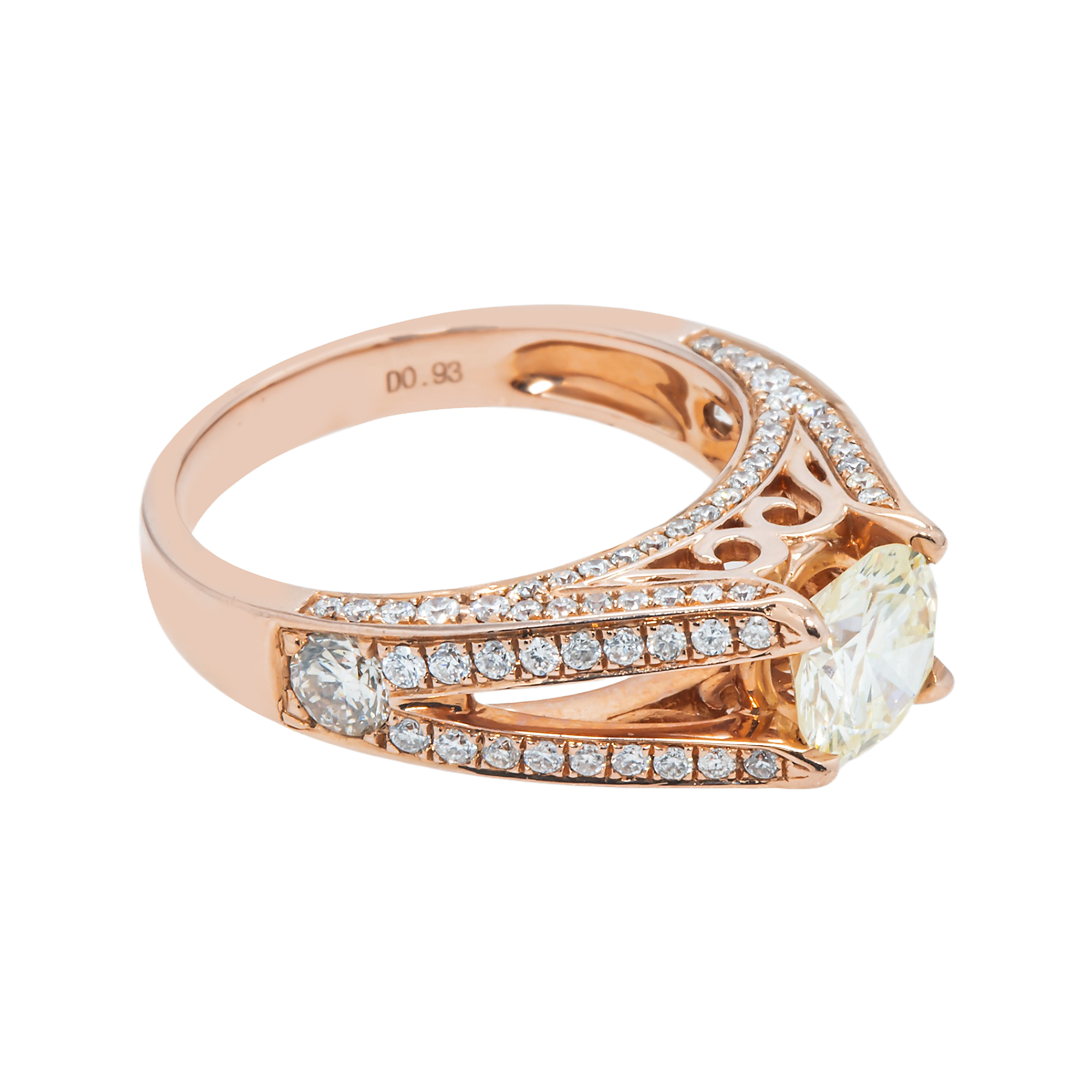 14K Rose Gold 1.09Ct Round Diamond Engagement Ring 2.02Ctw Bridal