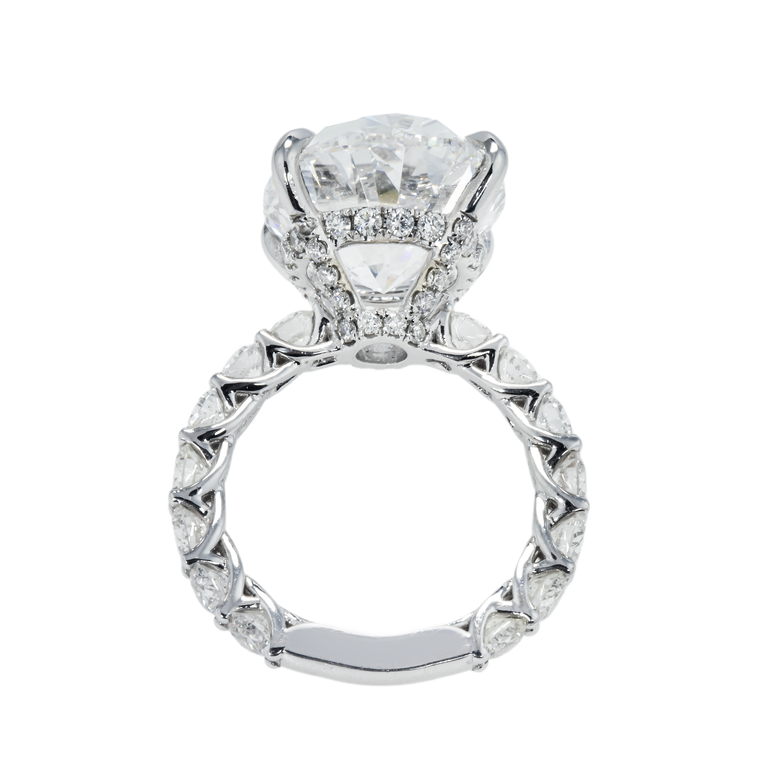 Gia 18K White Gold 13.48Ct Oval Cut Diamond Engagement Ring 16.23Ctw Bridal
