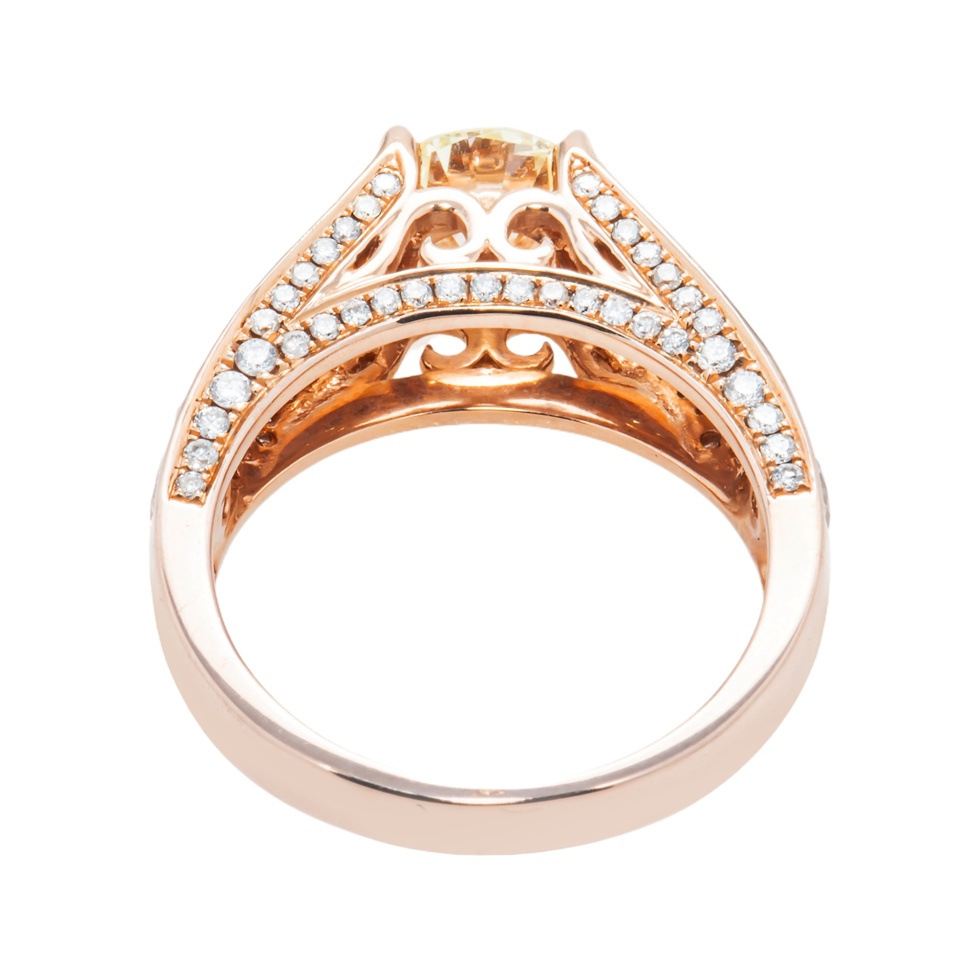 14K Rose Gold 1.09Ct Round Diamond Engagement Ring 2.02Ctw Bridal