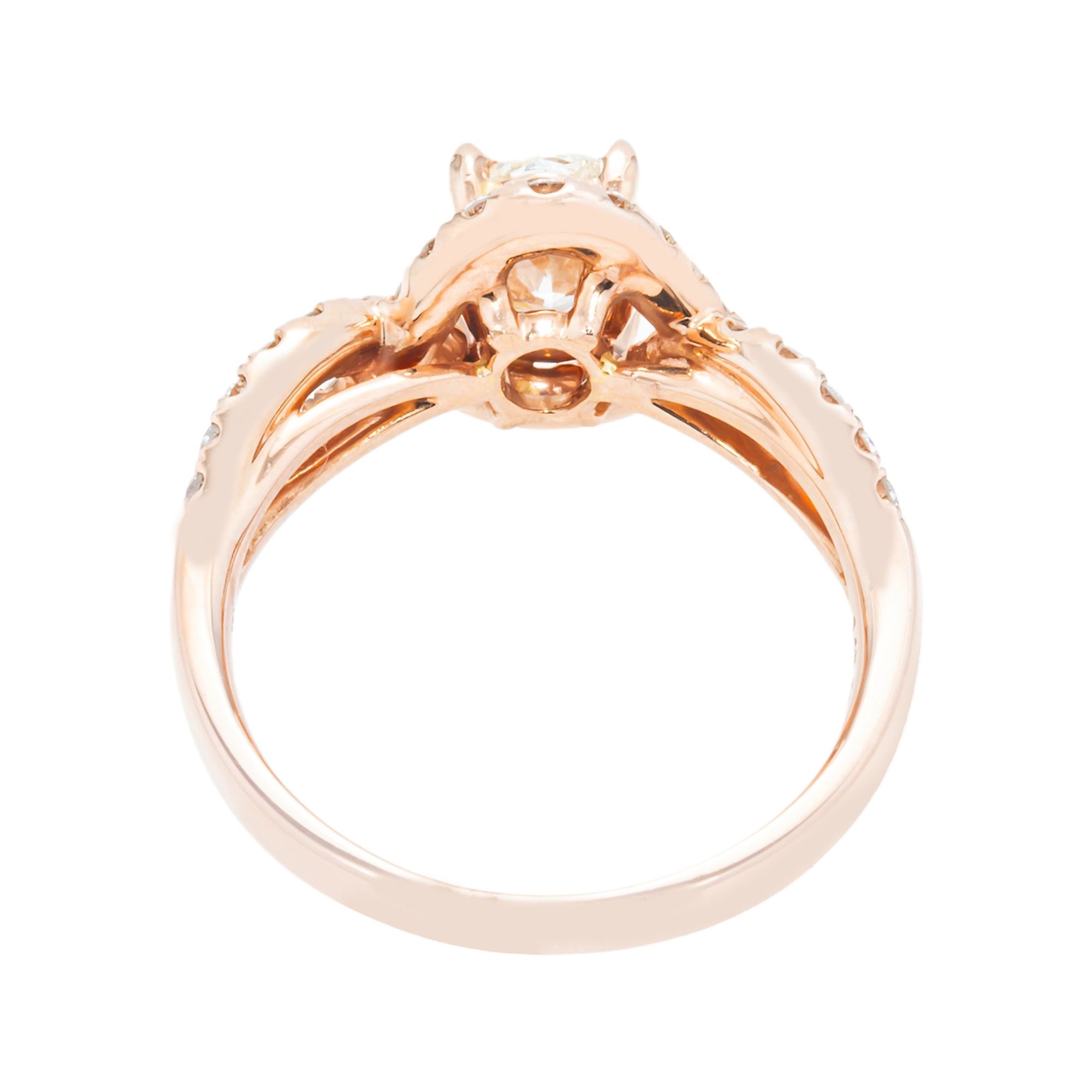 14K Rose Gold 1.02Ct Oval Cut Diamond Engagement Ring 1.52Ctw Bridal