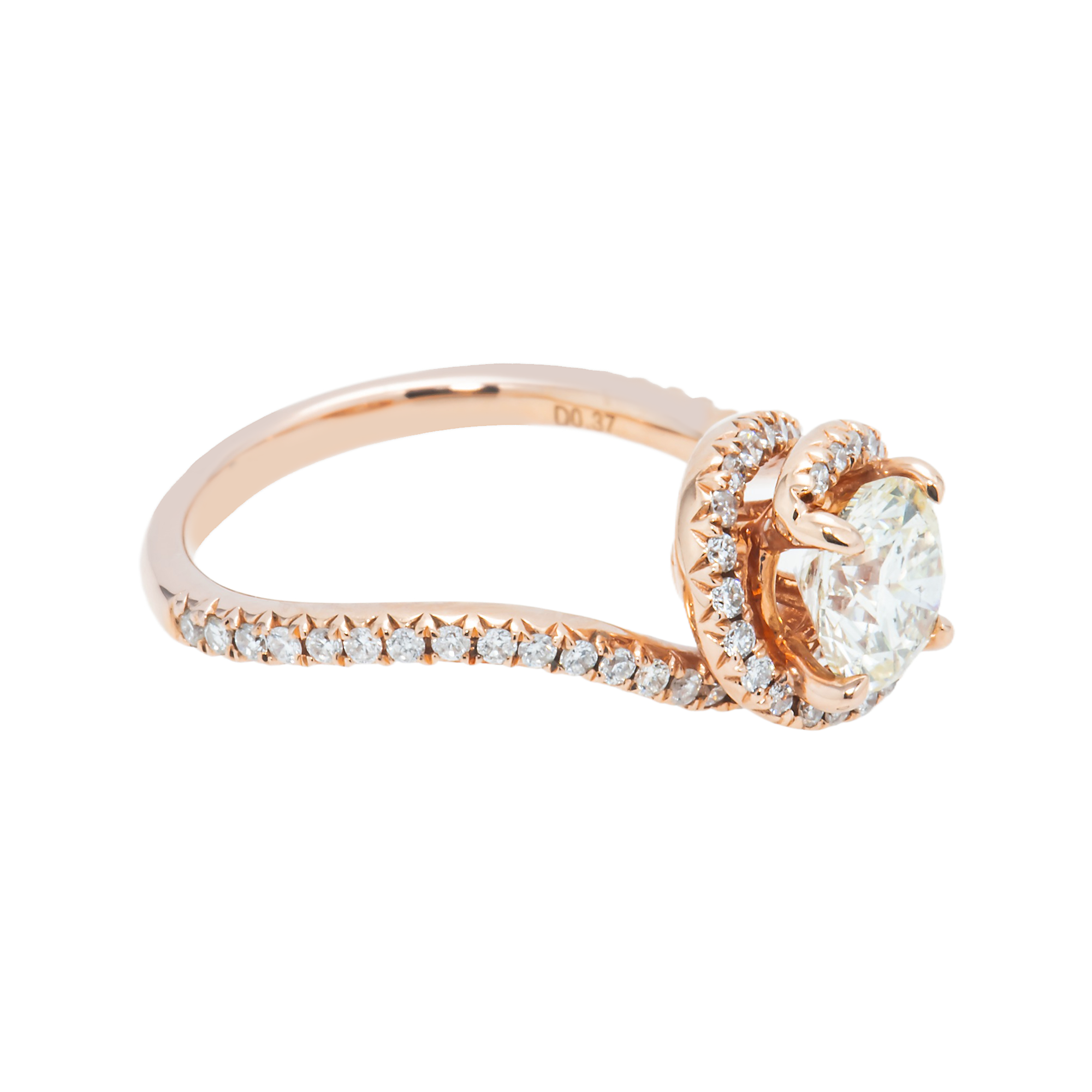 14K Rose Gold 1.10Ct Round Diamond Engagement Ring 1.47Ctw Bridal