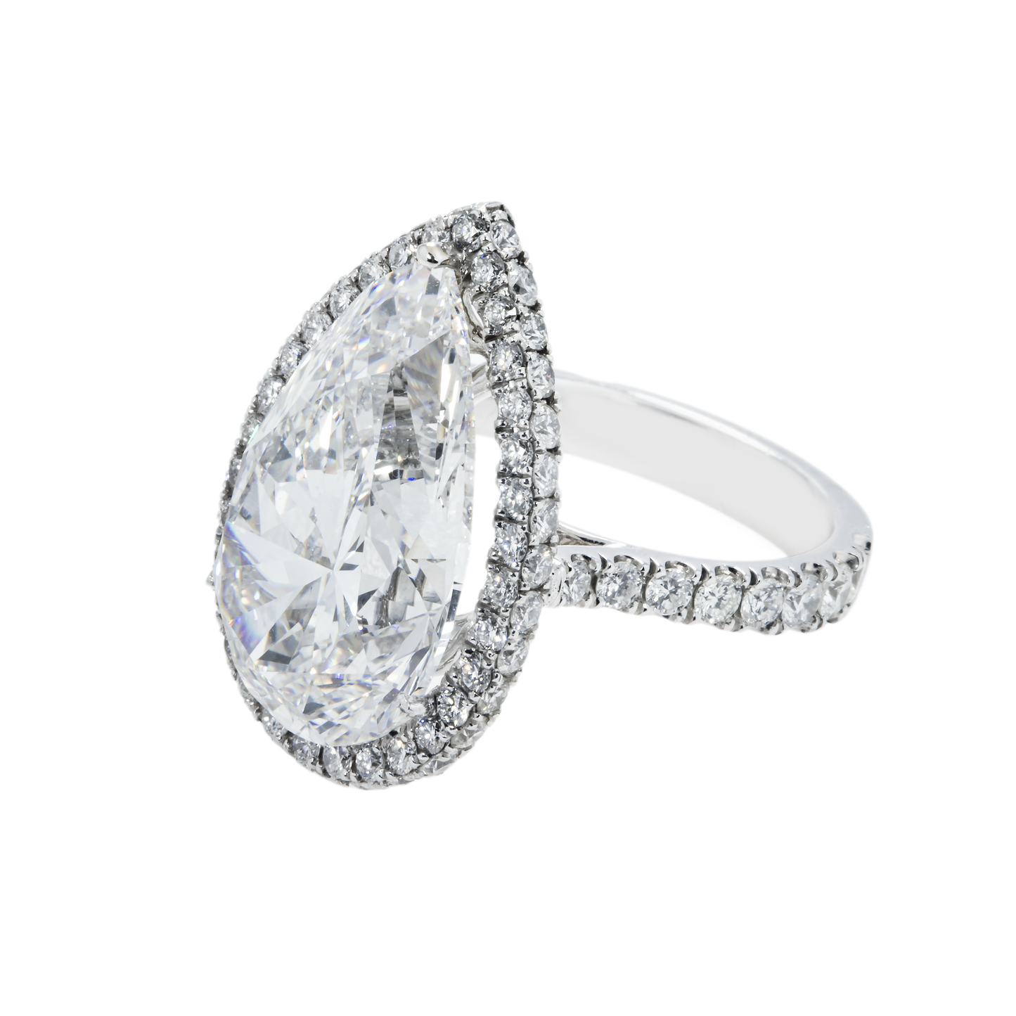 GIA Platinum 13.03ct Pear Cut Diamond Engagement Ring 15.03ct