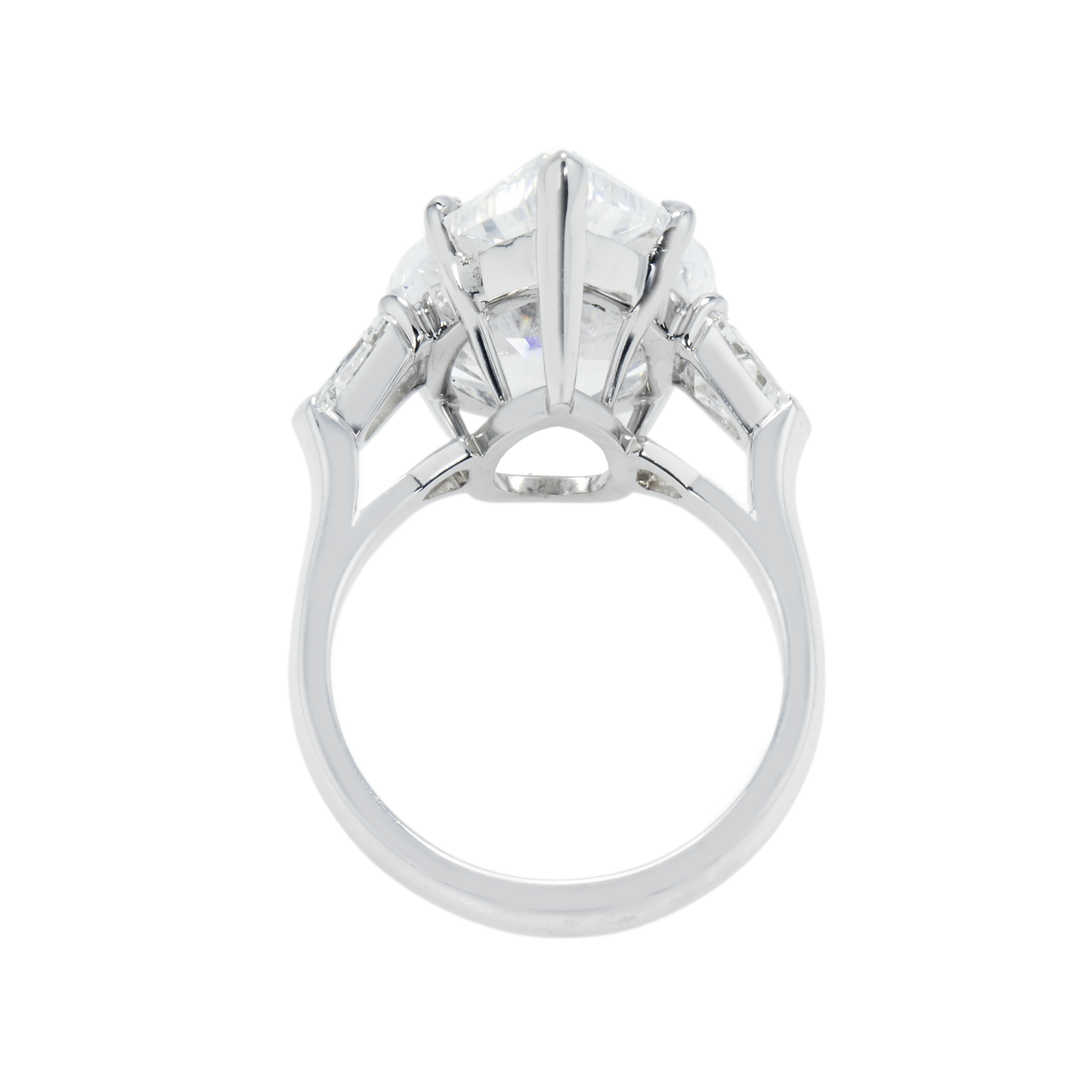 GIA Platinum 14.03ct Pear Cut Triple Diamond Engagement Ring 14.97ctw