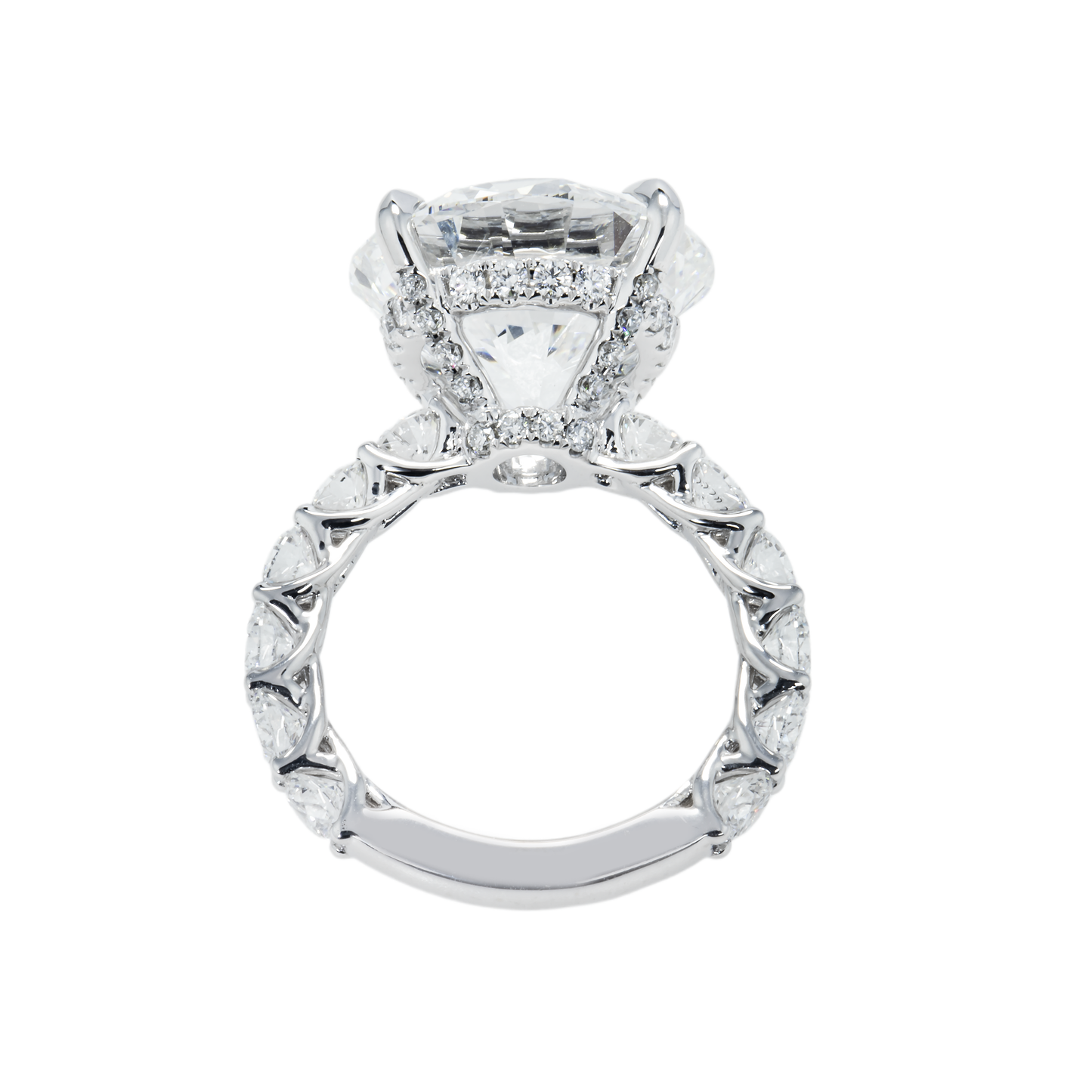 18K White Gold 12.20ct Round Diamond Engagement Ring 15.35ctw