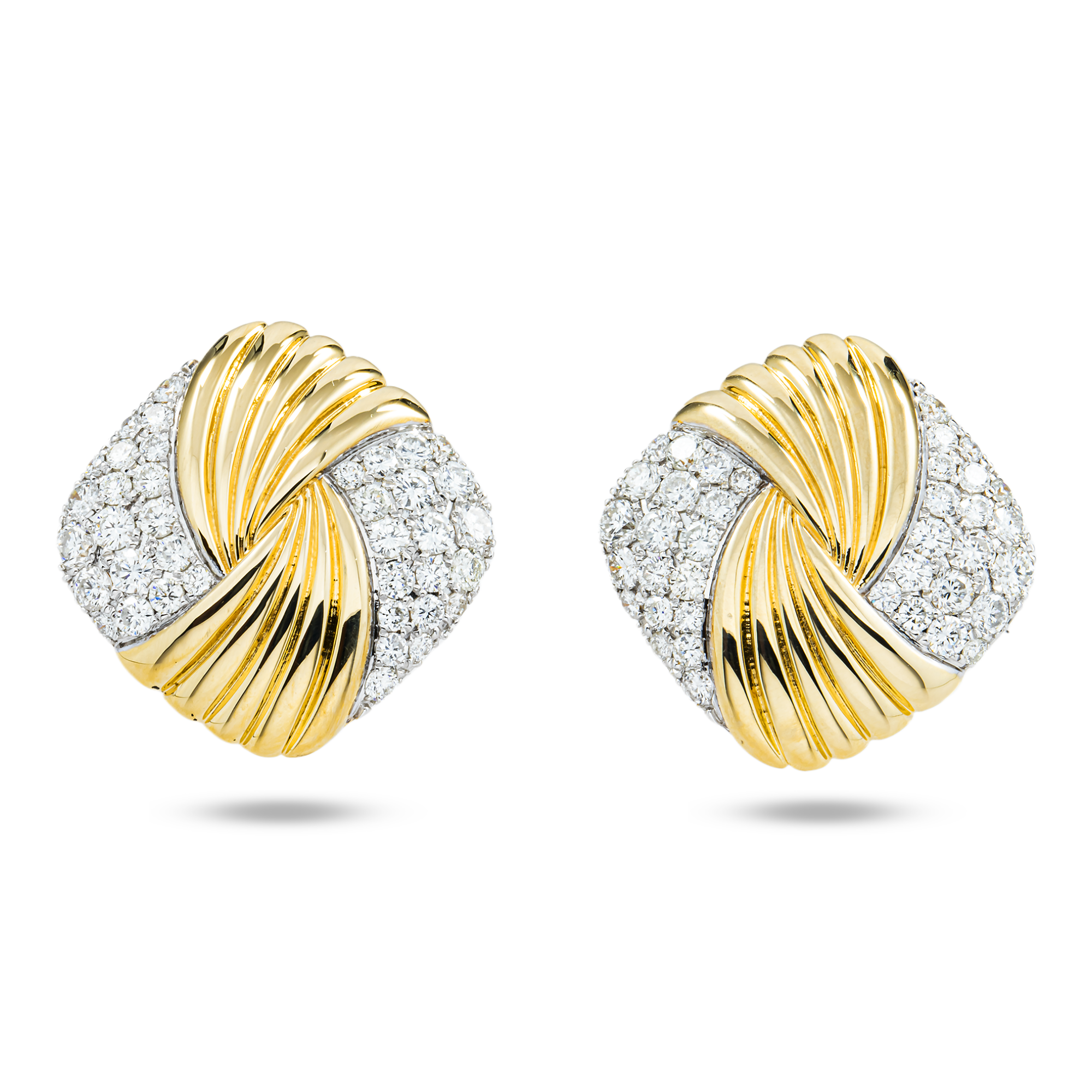 14K Yellow Gold Round Diamond Stud Earrings 2.87ctw