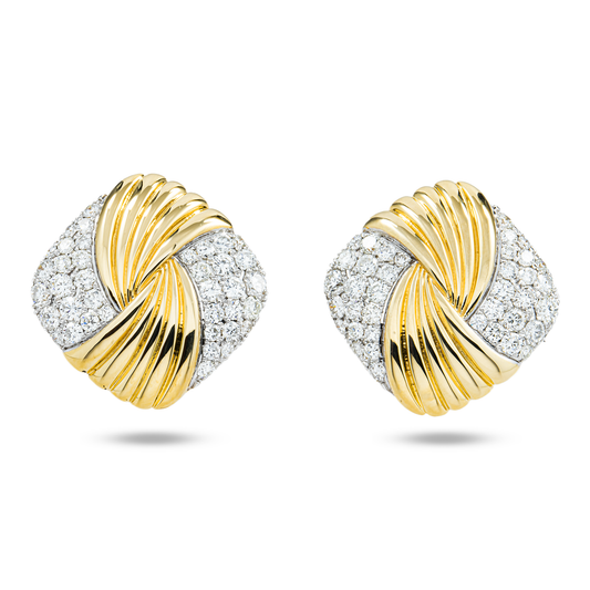 14K Yellow Gold Round Diamond Stud Earrings 2.87ctw
