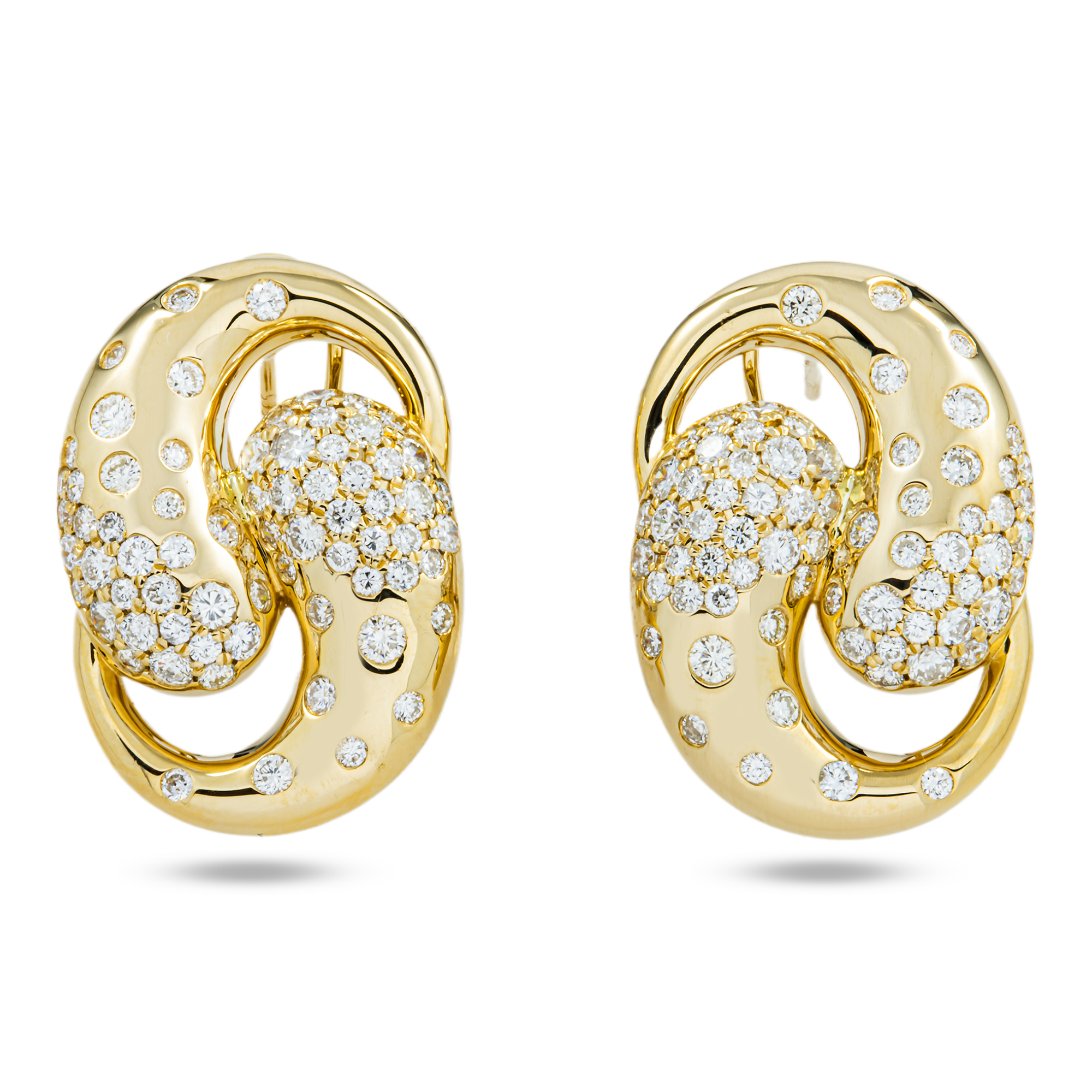 14K Yellow Gold Round Diamond Stud Earrings 2.47ctw