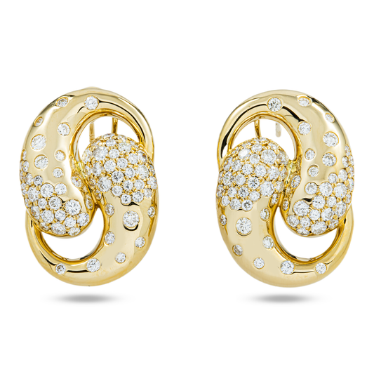 14K Yellow Gold Round Diamond Stud Earrings 2.47ctw