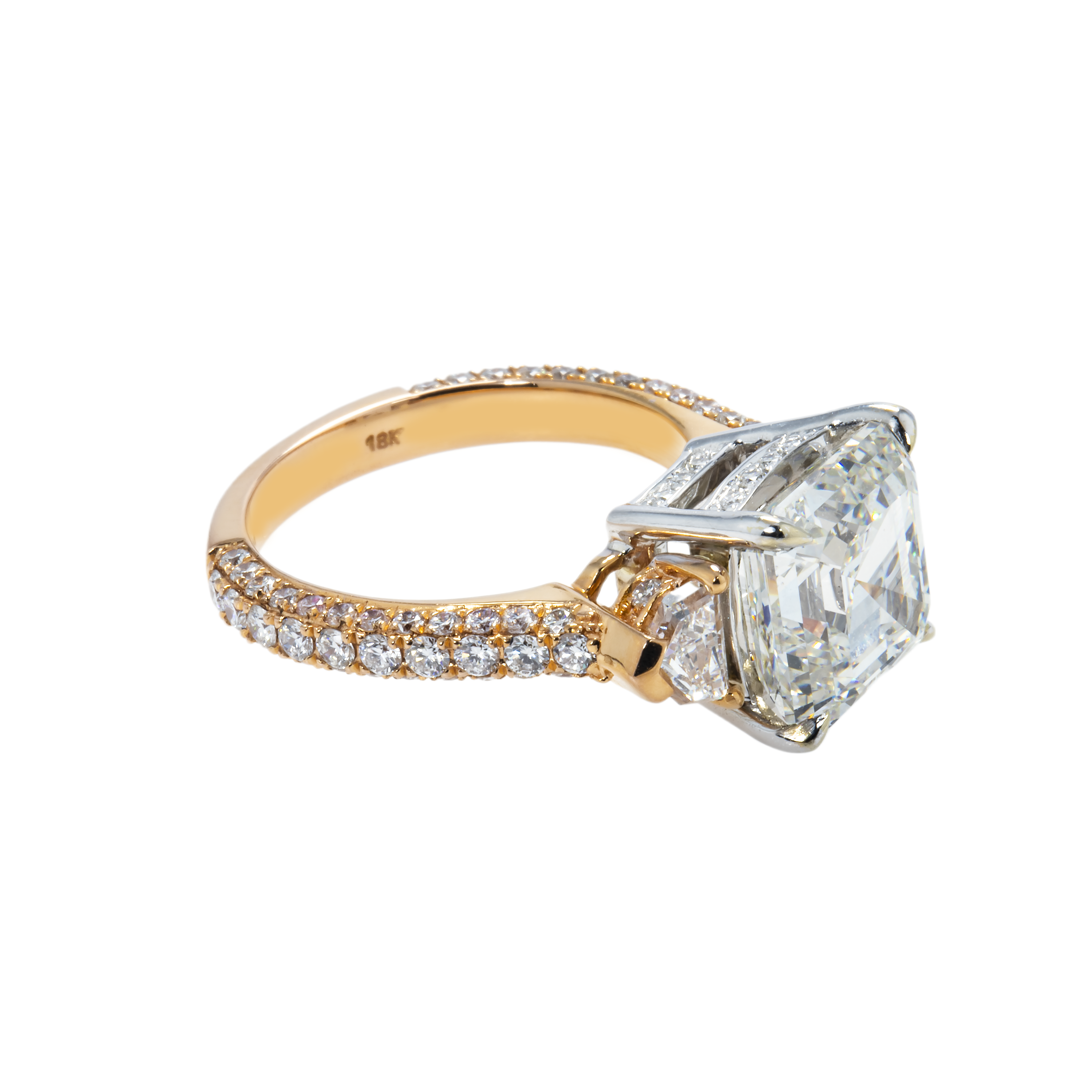 Gia 18K Rose Gold Asscher Cut Diamond Engagement Ring 7.82Ctw Bridal