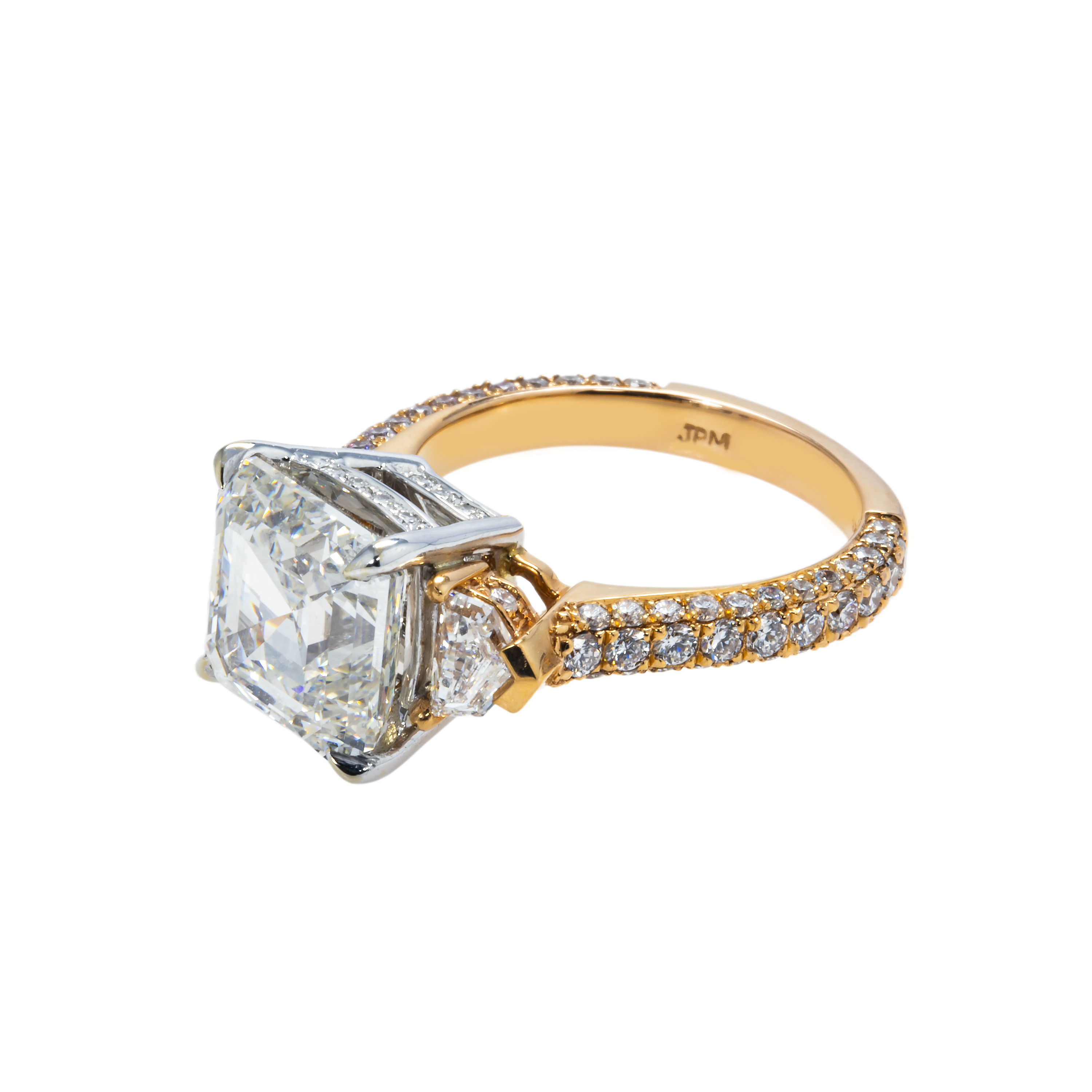 Gia 18K Rose Gold Asscher Cut Diamond Engagement Ring 7.82Ctw Bridal