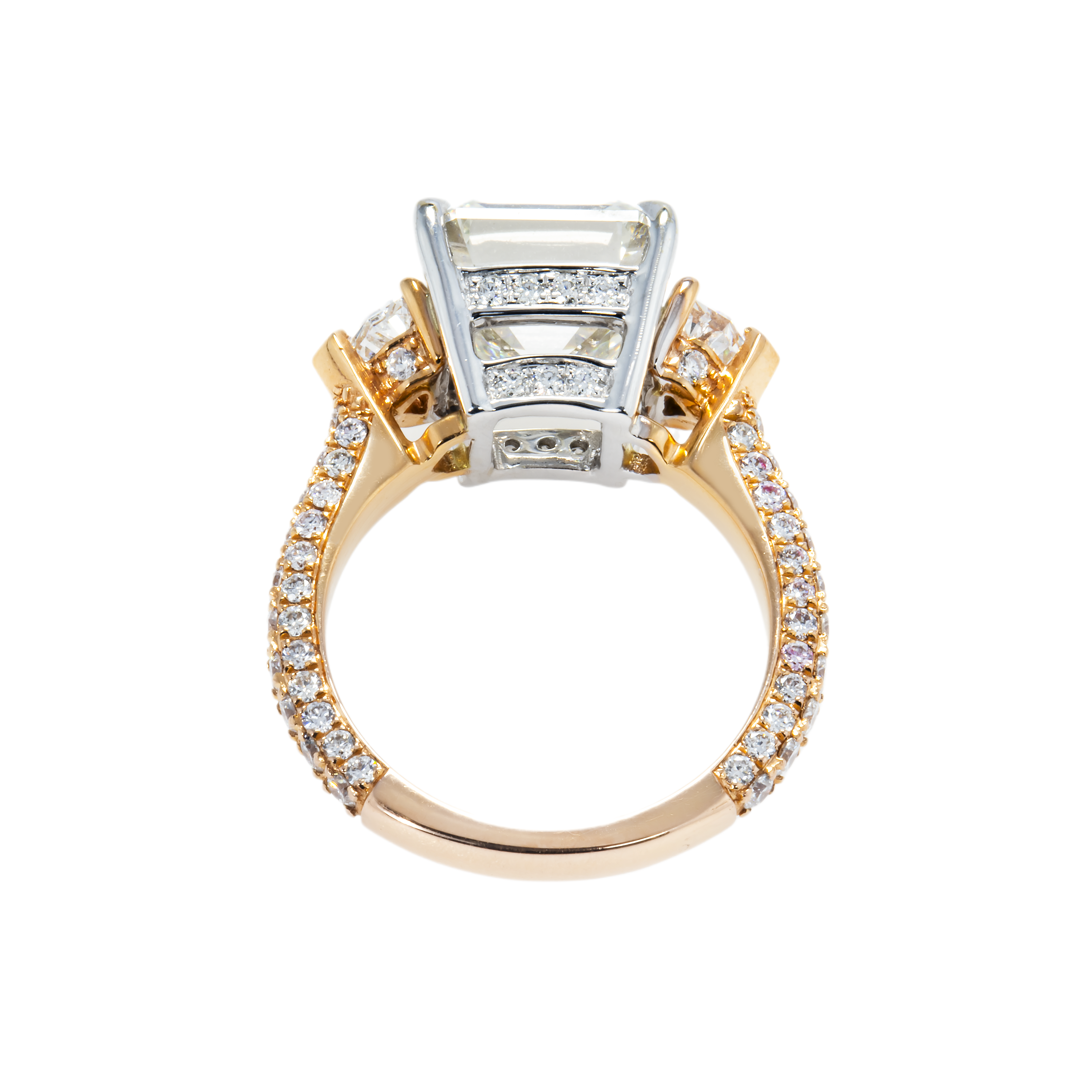Gia 18K Rose Gold Asscher Cut Diamond Engagement Ring 7.82Ctw Bridal