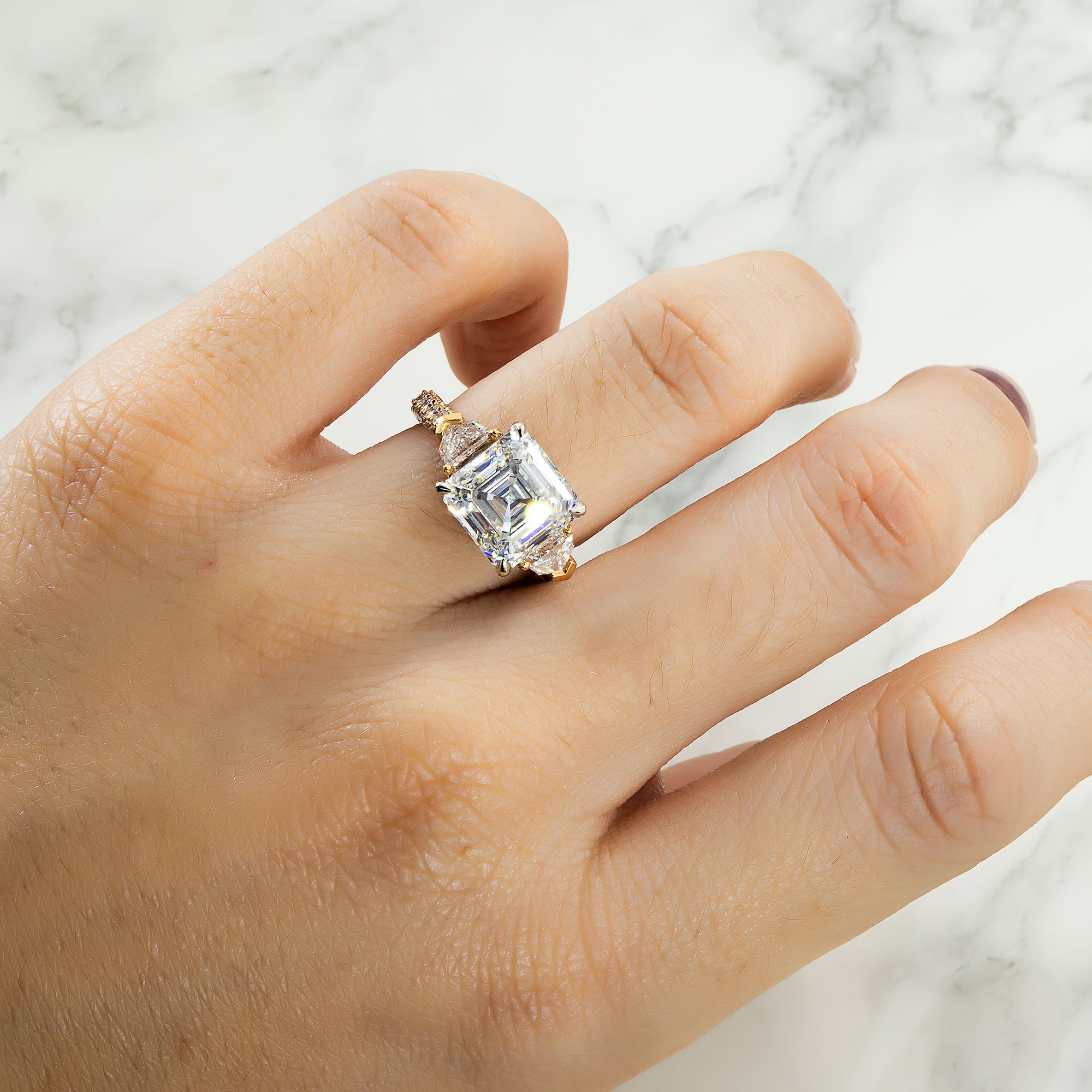 Gia 18K Rose Gold Asscher Cut Diamond Engagement Ring 7.82Ctw Bridal